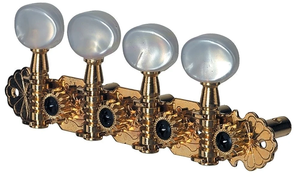 Gewa 545580 Meccanica Mandolino, Mandola, Dorato, Bottoni in Acrilico Dorati, Marmorizzati