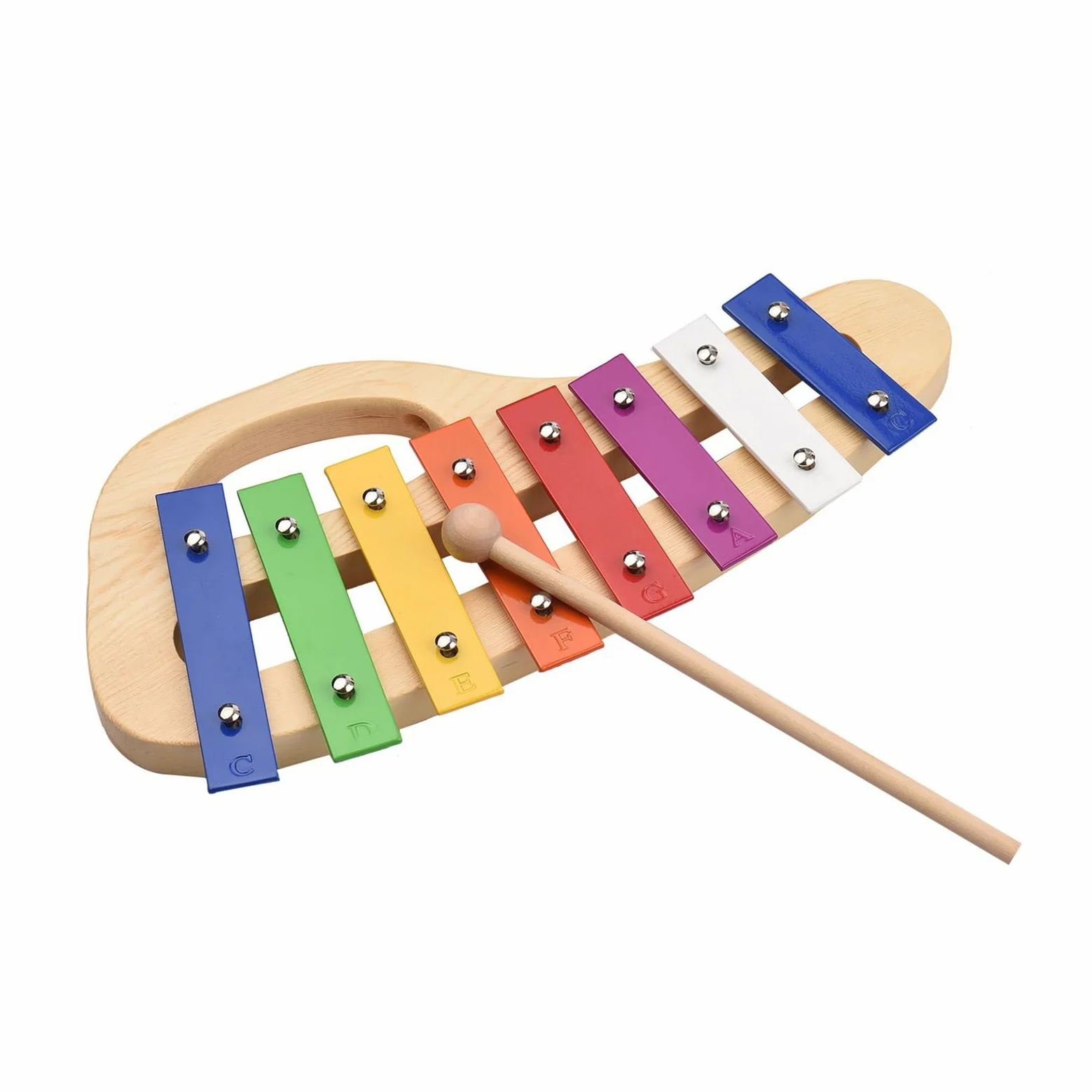 xilofono ​Legno Xilofono in Legno di Pino Glockenspiel A 8 Note Strumento Musicale A Percussione con Piastra in Alluminio Colorato da 3 Mm