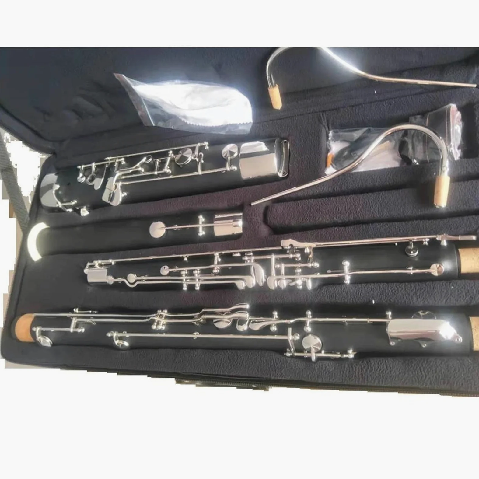Black Student Bakelite Fagotto Strumenti a fiato con custodia in tela e accessori Fagotto Kit