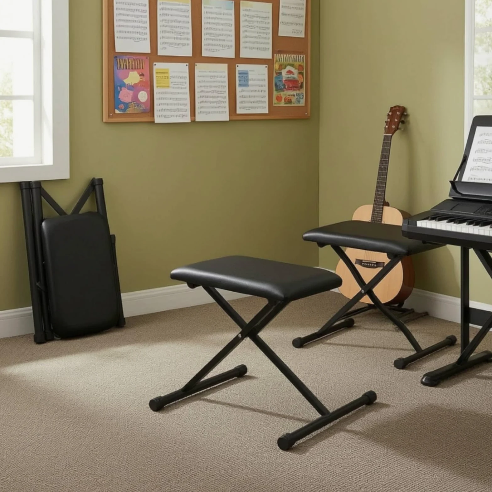 Sgabello Regolabile per Pianoforte Tastiera Sedia Musica Sedile Strumento con Regolazione Ergonomica Tre Livelli Base Solida in Acciaio Chiusura
