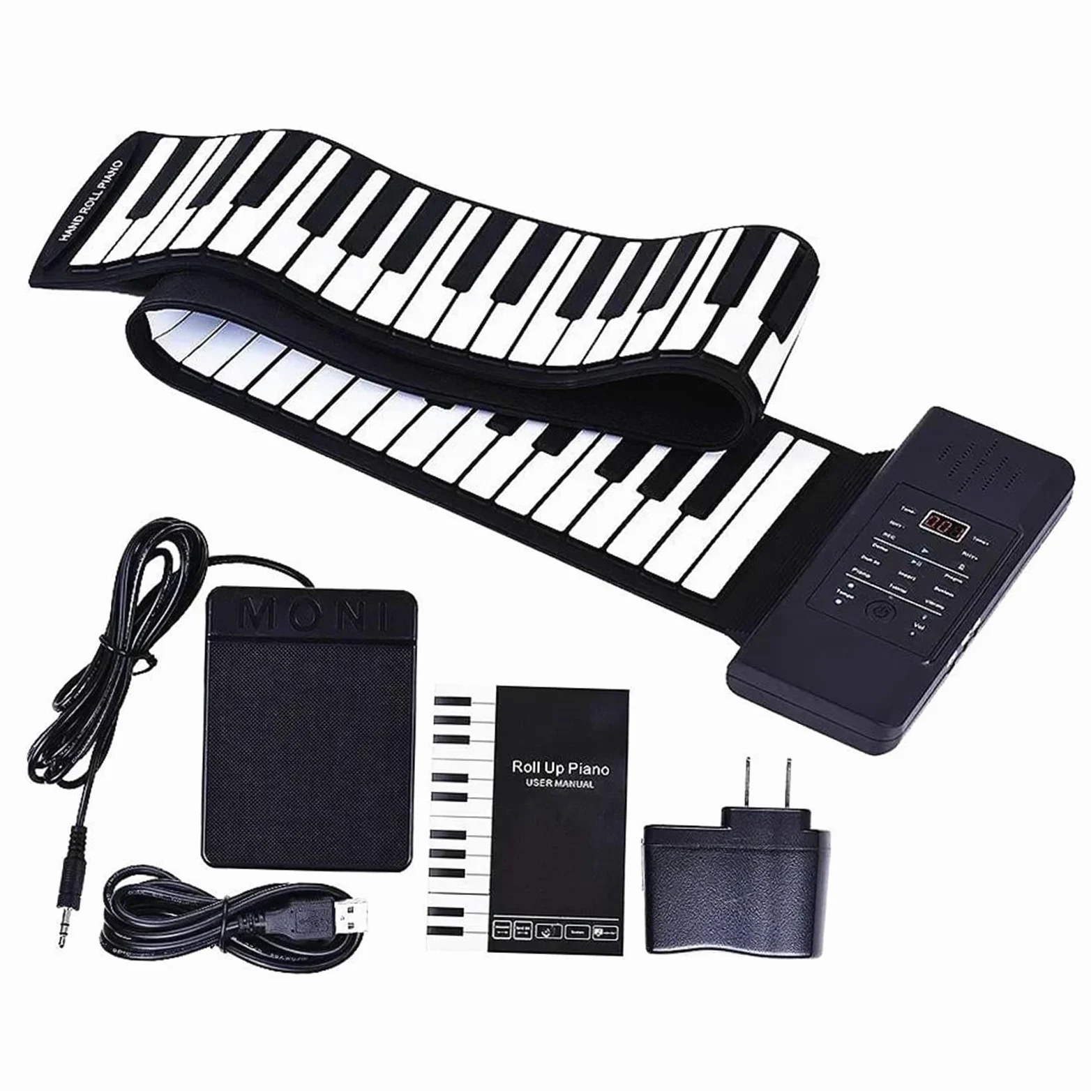 Tastiera Digitale Per Principianti Tastiera Flessibile Portatile In Silicone Morbido ABS Con Clacson E Pedale 88 Tasti MIDI E Carica USB(Converter 3)