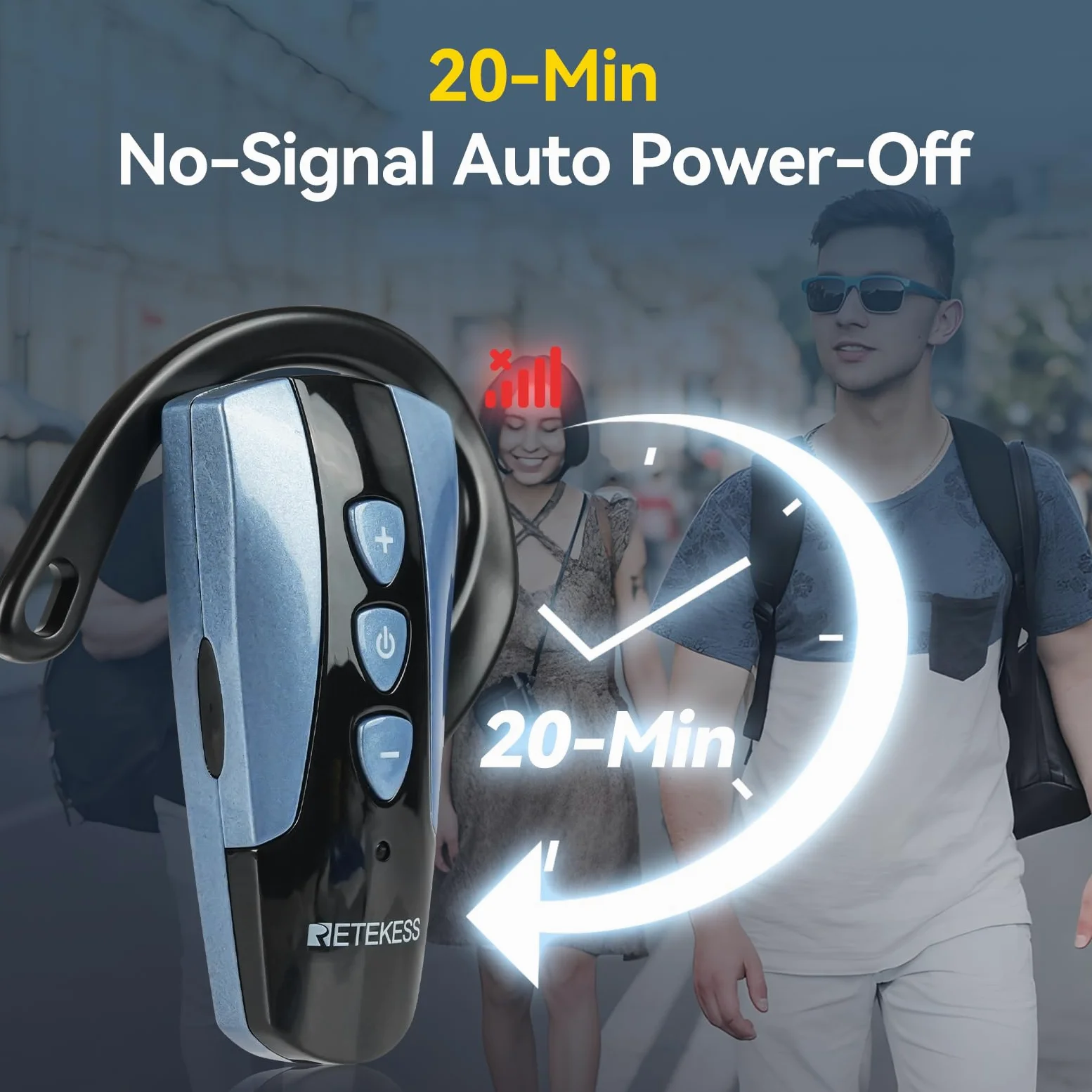 Retekess TT106S Sistema di Guida Turistica Wireless, Ricevitore a Gancio Auricolare, 2.4G, Controllo un-tocco, Porta di Ricarica USB, con Borsa di Stoccaggio (2 Trasmettitori, 20 Ricevitori)
