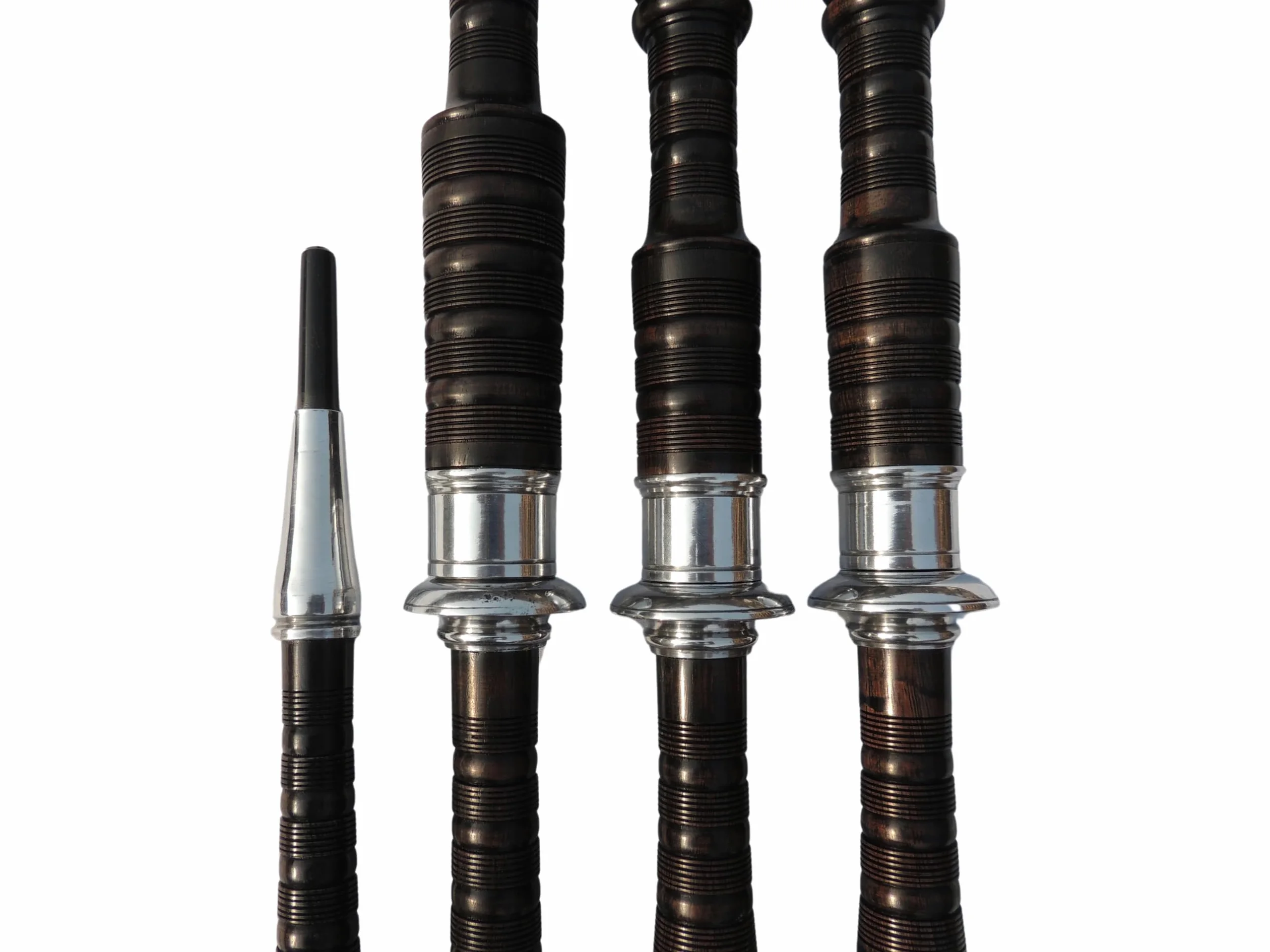 Cornamusa Great Highland in legno di cobolo sfumato nero con supporti in nichel argento e corda di copertura in velluto nero, per studenti, kit completo con guida per principianti, ance e