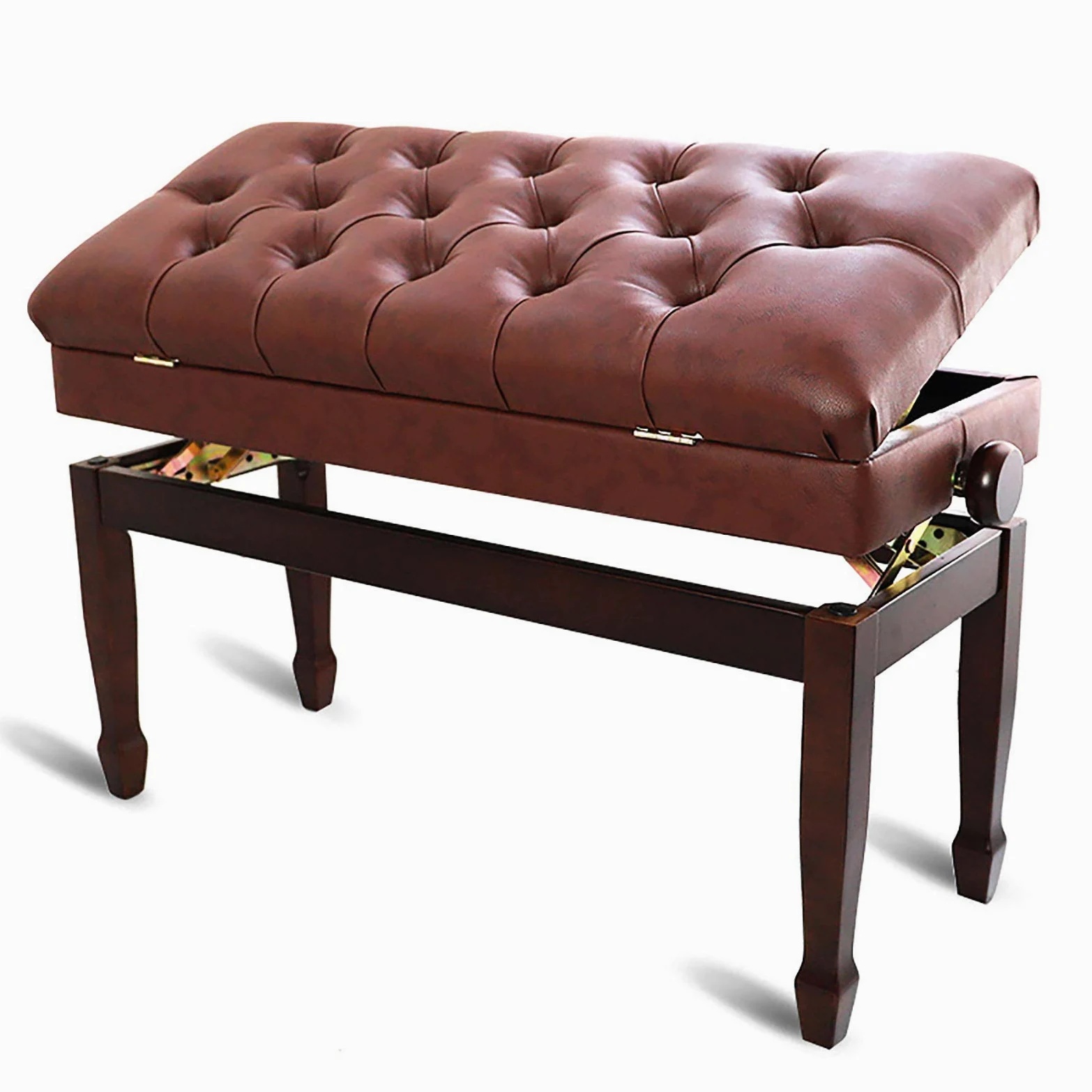 Sgabello regolabile per pianoforte, con contenitore, impermeabile, in pelle PU, per adulti, 50-60 cm