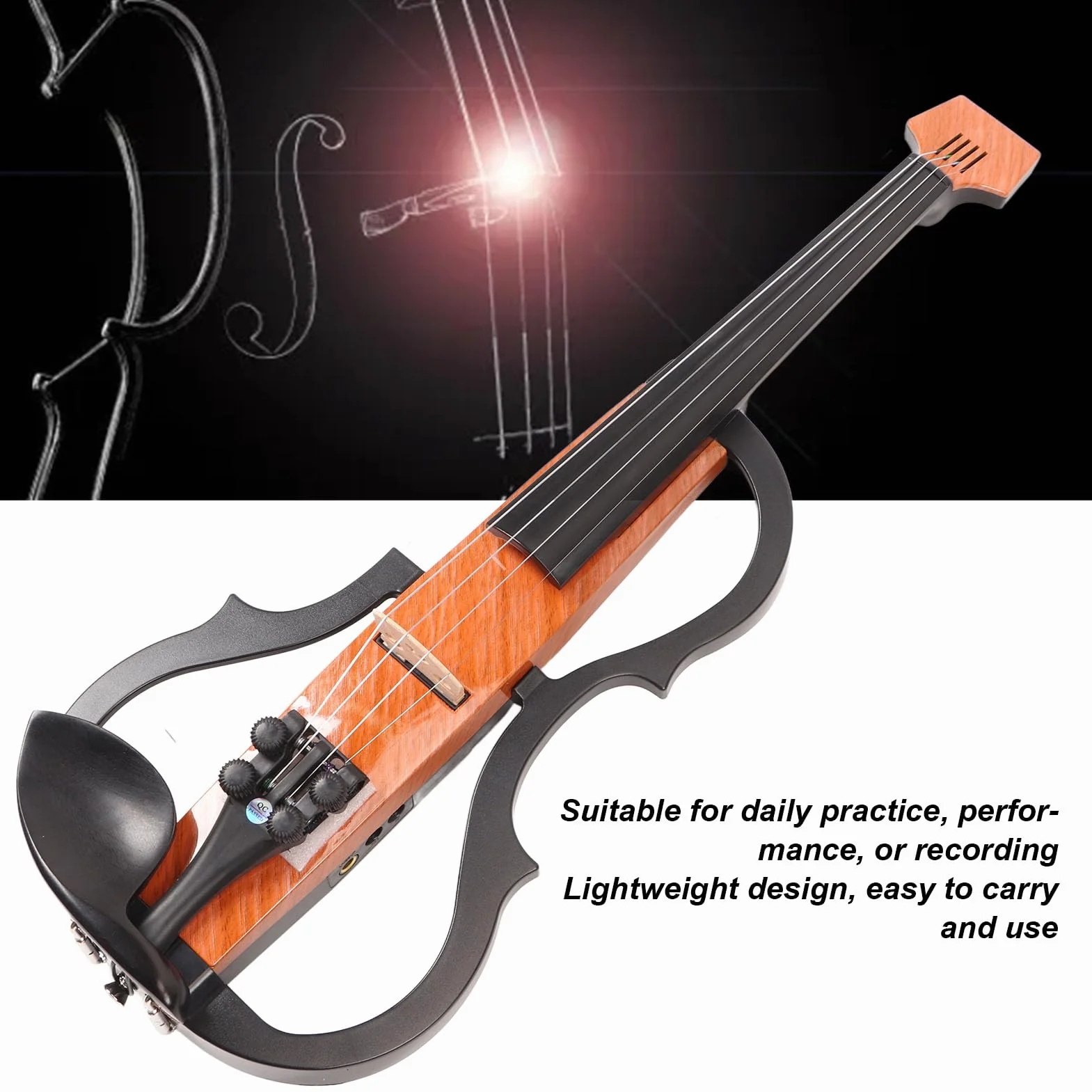 Violino elettrico silenzioso 4/4 in fibra di carbonio acero set di violino silenzioso con panoramica portatili leggeri per artisti per artisti di pratica
