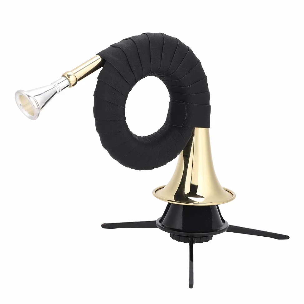Aramox Mini Corno in Ottone, Strumento Musicale Professionale Dal Design Accattivante e Lavorazione Squisita, Comoda Impugnatura in PU, per Amanti e Studenti di Musica