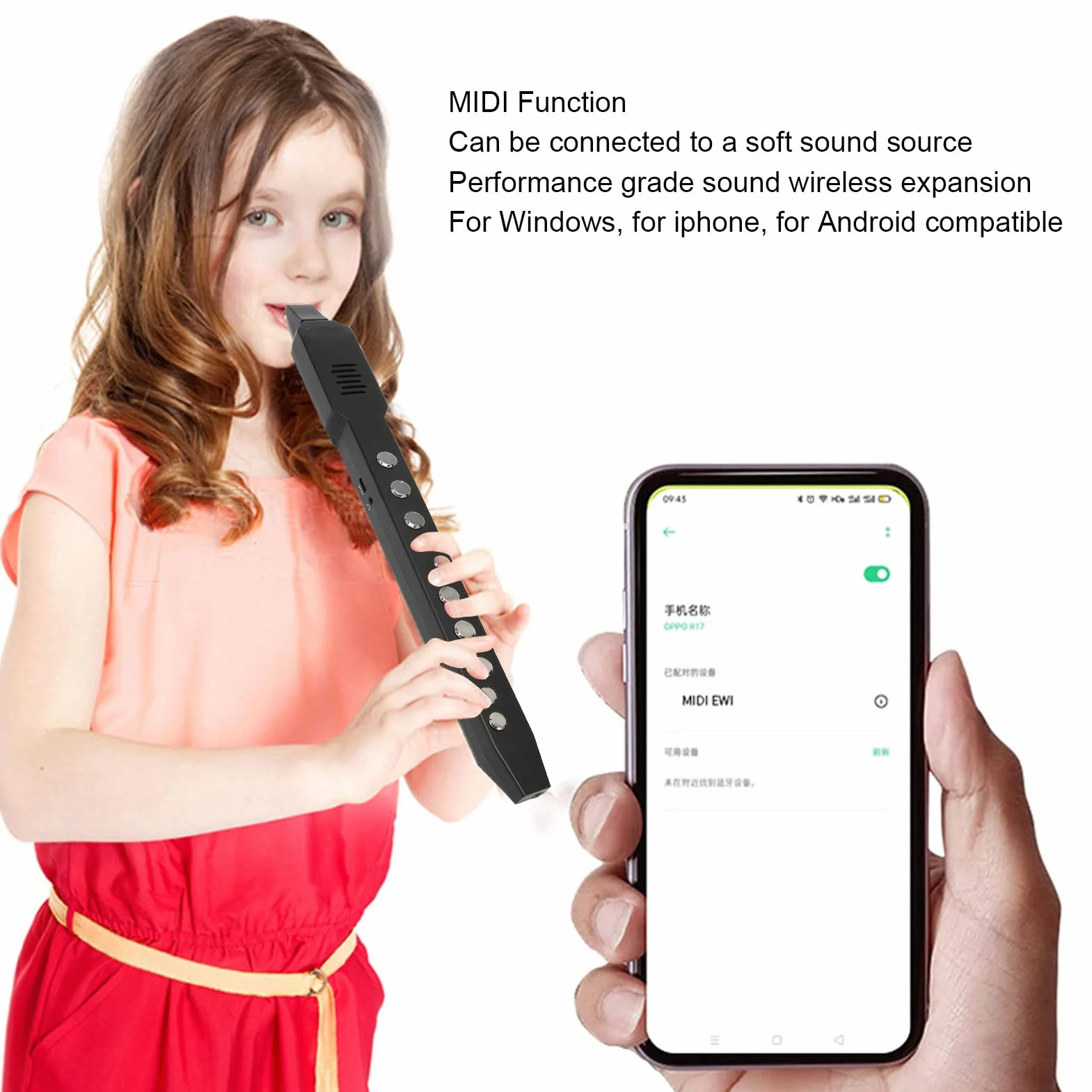Connettività MIDI per Strumenti a Fiato Digitali, Mini Set di Strumenti a Fiato Elettronici con 10 Toni e 12 Accompagnamenti, Strumento a Fiato MIDI Ricaricabile con Altoparlanti (Nero)