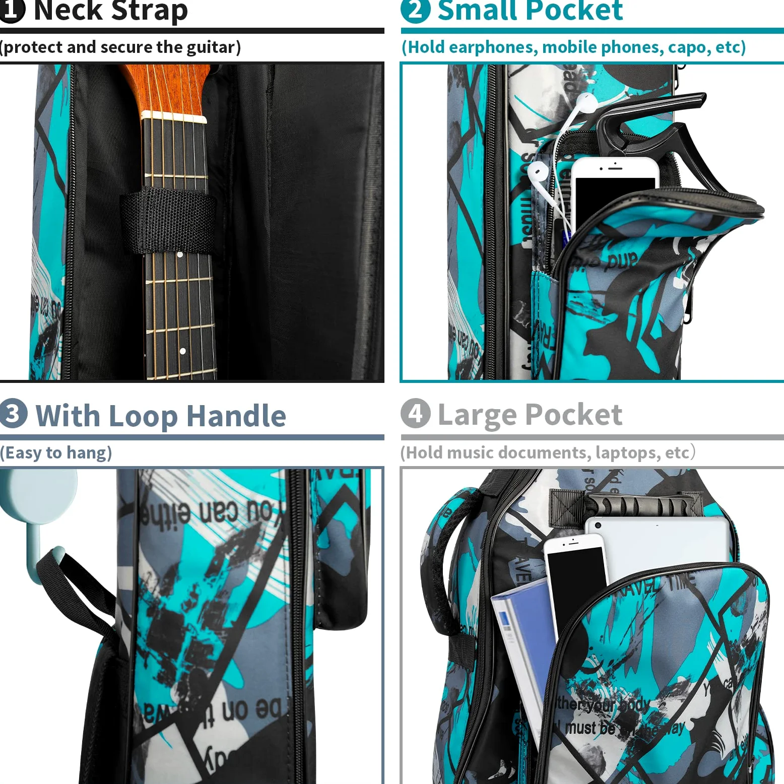 Borsa per chitarra triangolare-grigio, Colorato, A-borsa per chitarra-3