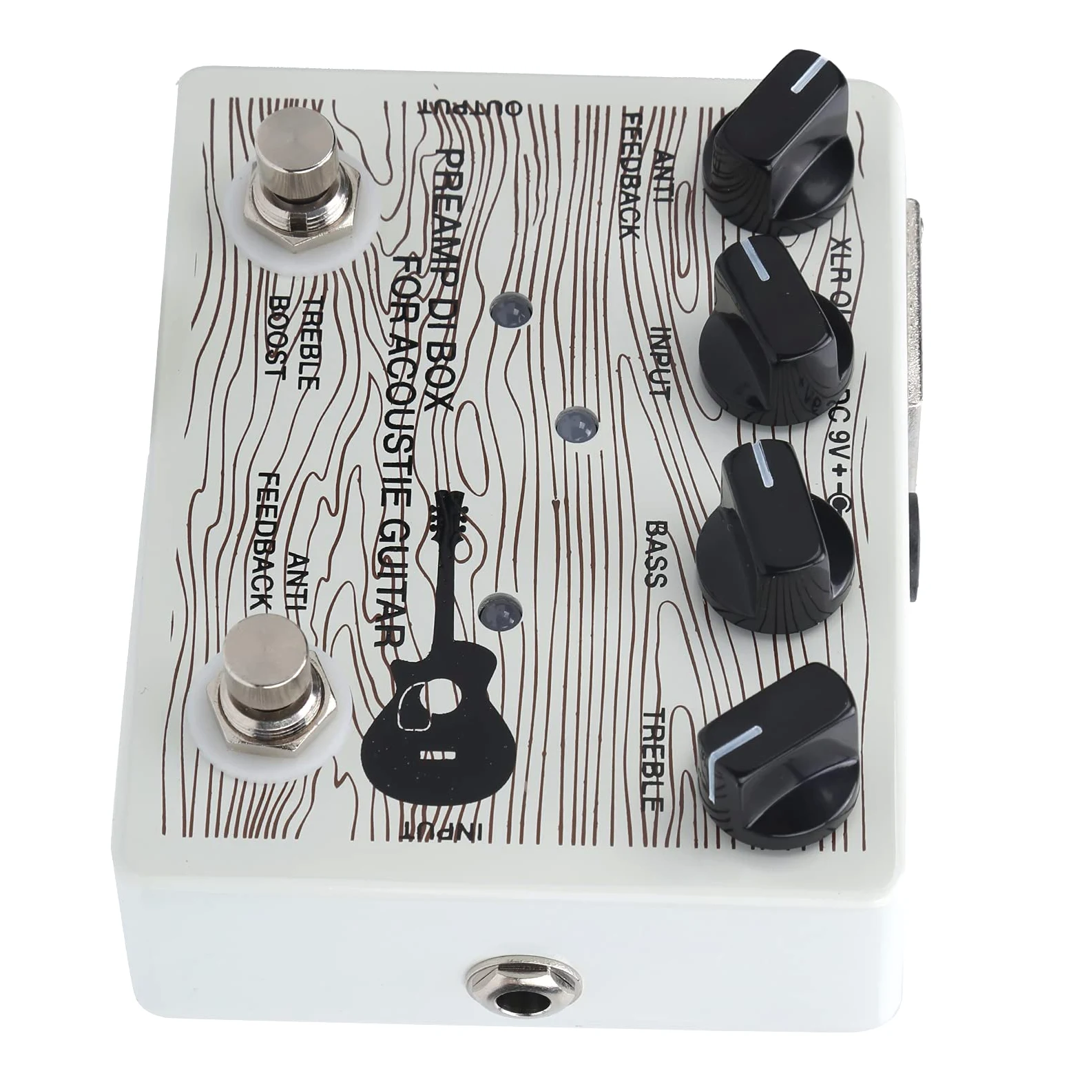KIMISS DI Box per Chitarre Acustiche Preamplificatore Elettrico a Pedale per Chitarre Portatile con Indicatore LED Attrezzatura per Strumenti in Lega DI Alluminio DC9V Effetti Overdrive e Compressione