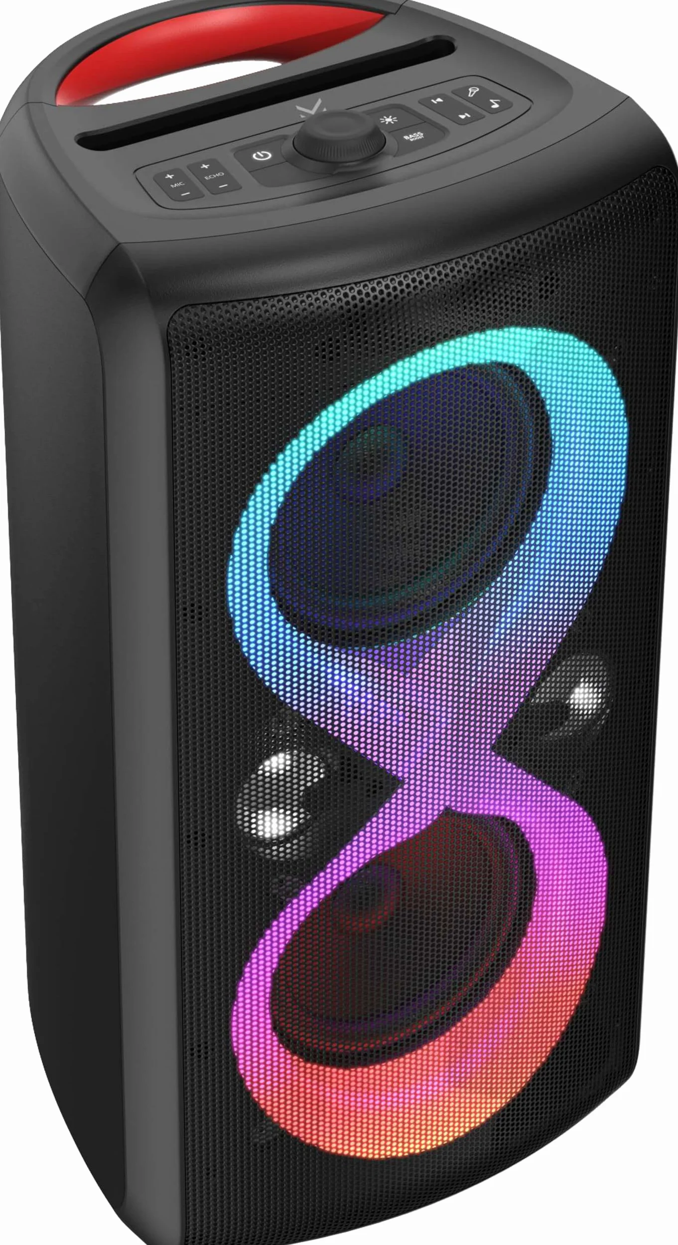 Majestic FIRE 90 – Speaker Wireless audio 5.3, Luci LED 7 effetti, ingressi USB/Micro SD/AUX/Mic/Chitarra, Uscita Monitor, Funzione Karaoke, Batteria ricaricabile, Impugnatura per il trasporto