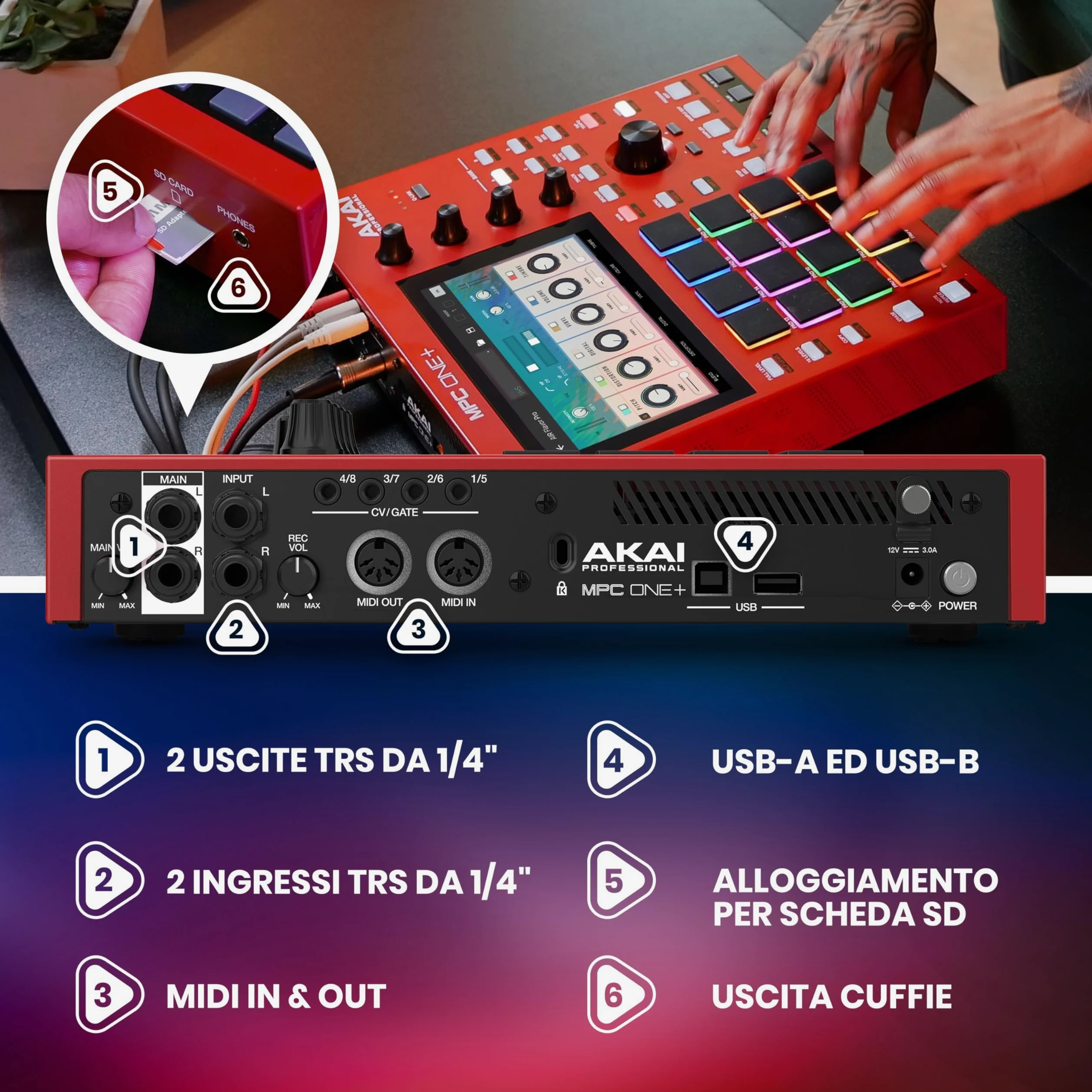 Akai Professional MPC One+ Drum Machine Standalone, Beat Maker e MIDI Controller con WiFi, Bluetooth, Drum Pad, Plug-in di Sintetizzazione, Touchscreen e Integrazione Native Instruments