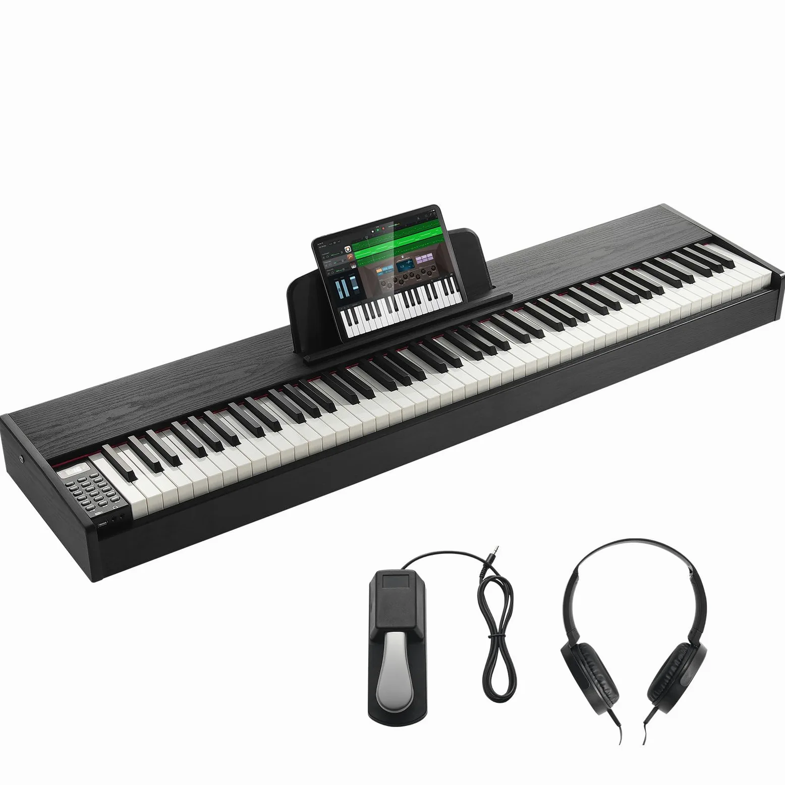 VEVOR Pianoforte Digitale con 88 Tasti Completamente Pesati, Set Tastiera Elettrica Portatile con Doppia Tastiera, Pianoforte Elettrico Altoparlanti, Pedale Sustain, Cuffie, Bluetooth USB MIDI