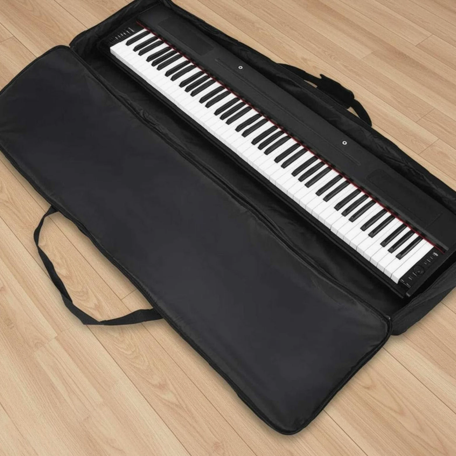 Custodia Tastiera Elettronica con Protezione Interna Maniglia Rinforzata Tasca Accessoria Tessuto Impermeabile Adatta per Trasporto Pianoforte, Standard