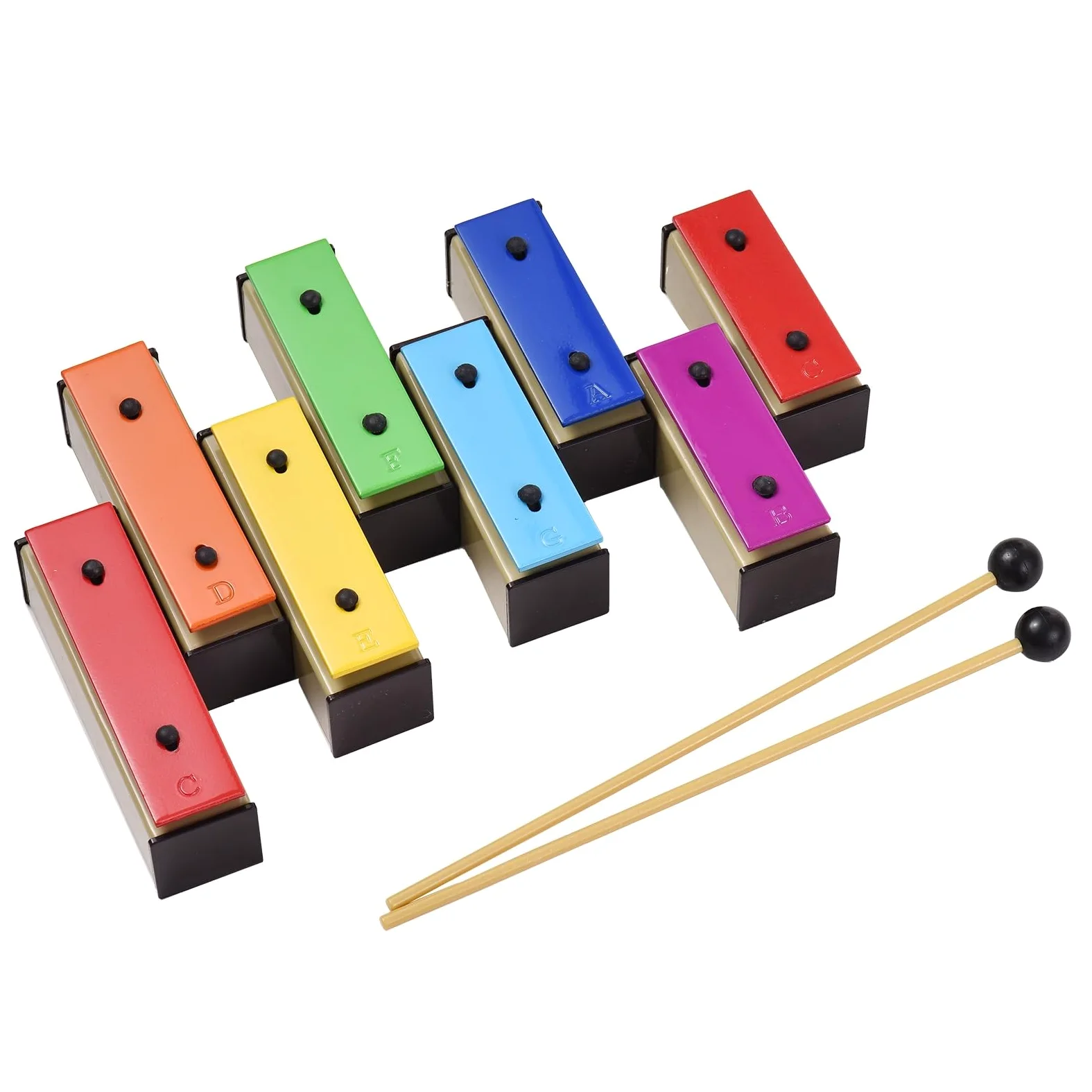 xilofono ​Legno Risonatore A Campana con Piastra Metallica Rimovibile Glockenspiel Colorato A 8 Note con Mazzuolo in Plastica