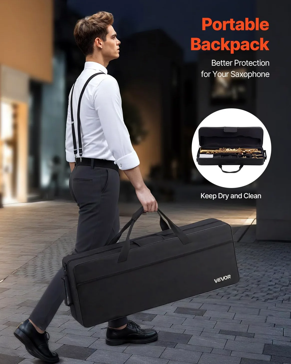 VEVOR Sassofono Soprano Dritto, Si Bemolle, Kit di Sassofono in Ottone a 23 Tasti per Principianti, con Custodia Trasporto, Bocchino, Asta per Panno di Pulizia, Guanti, Tracolla, Oro