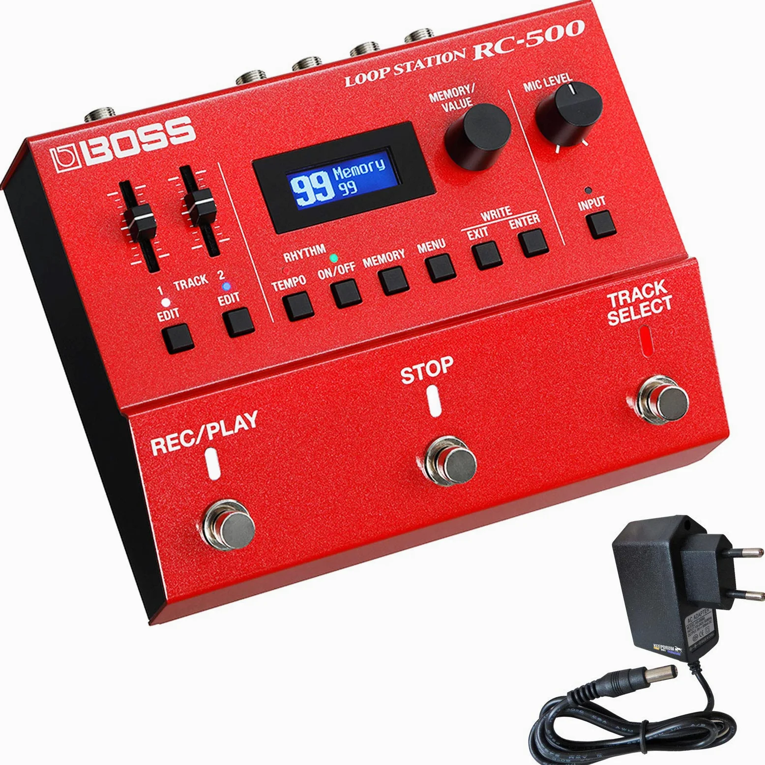 Boss RC-500 Loop Station Looper pedale + alimentatore Keepdrum 9 V