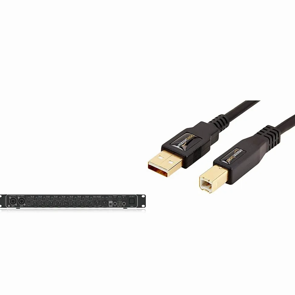 Behringer U-Phoria Umc1820 & Amazon Basics - Cavo Usb 2.0, A-Maschio A B-Maschio, Con Connettori Placcati In Oro (3 M)