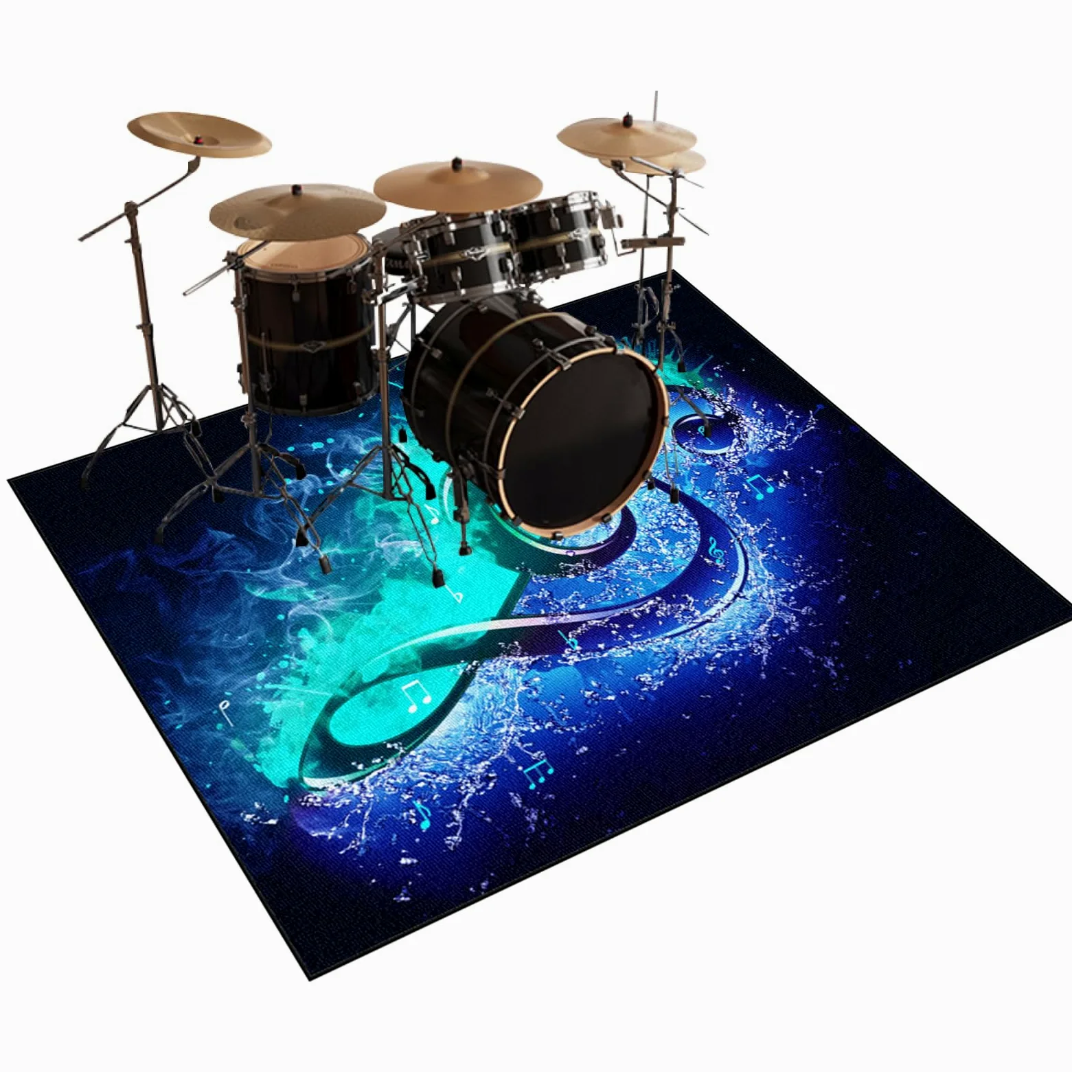 Tappeto Drum, Tappeto Batteria, Tappetino Antiscivolo Insonorizzato, Tappeto a Tamburo, Tappetino per Batteria Elettronica, Drum Carpet per Batteria Elettronica Grancassa Rullante 120 x 100 cm