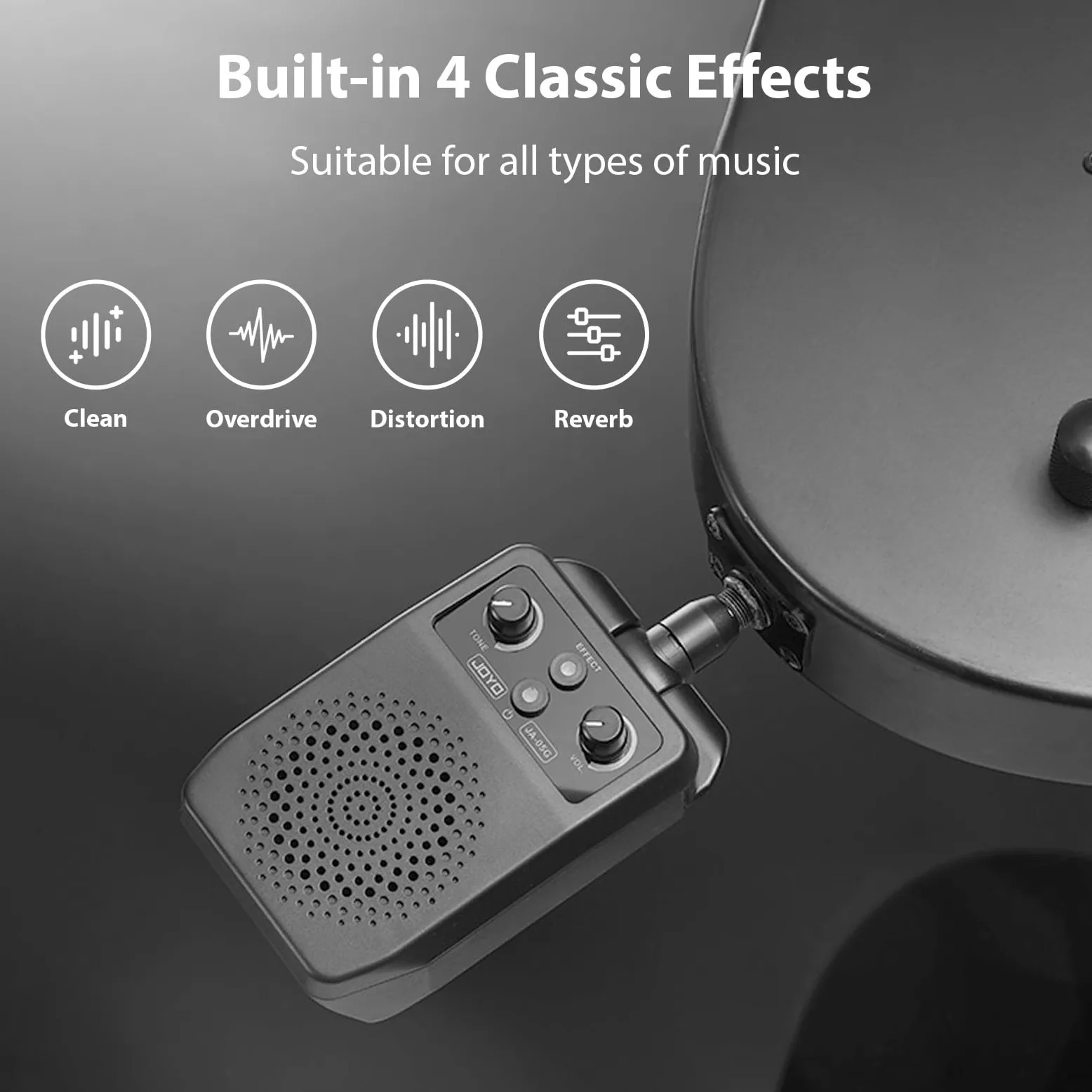 Mini Altoparlante per Chitarra, Regolazione Vocale BT Portatile Plug-in per Chitarre Elettriche, Amplificatore 1500 mAh, Tipo C, Ricaricabile