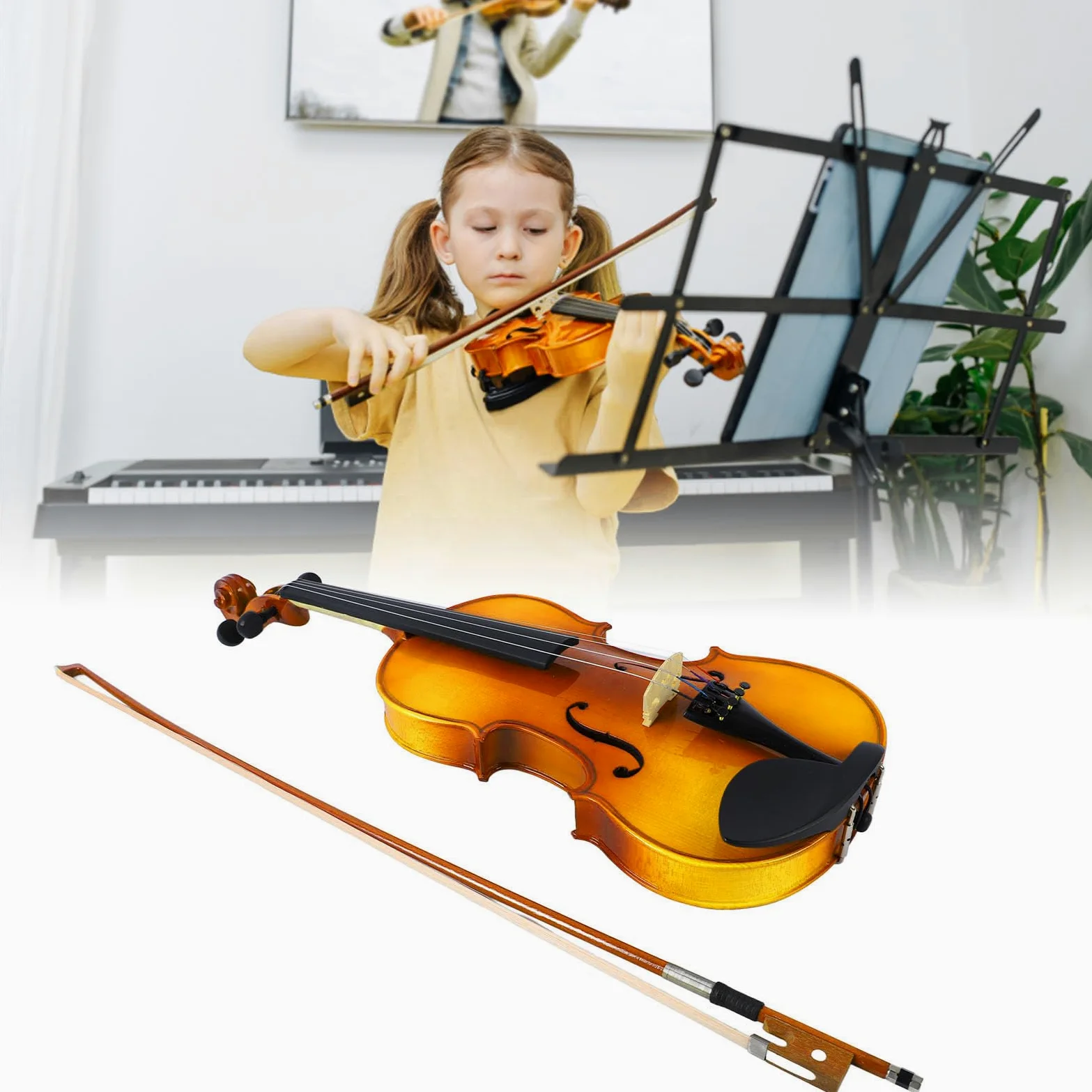 Violino 4/4 Legno Kit per Principianti-Violino per Principianti 4/4 Violino per Adulti Violino Set di Violino per Practice & Performance