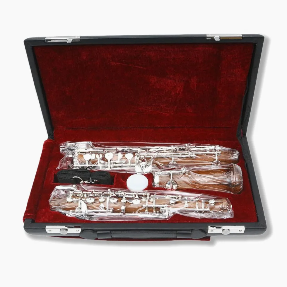 Yinfente Oboe professionale in palissandro placcato argento chiave C sinistra F risonanza semiautomatica strumento a fiato con ance per oboe e guanti, custodia in pelle + borsa per il trasporto e