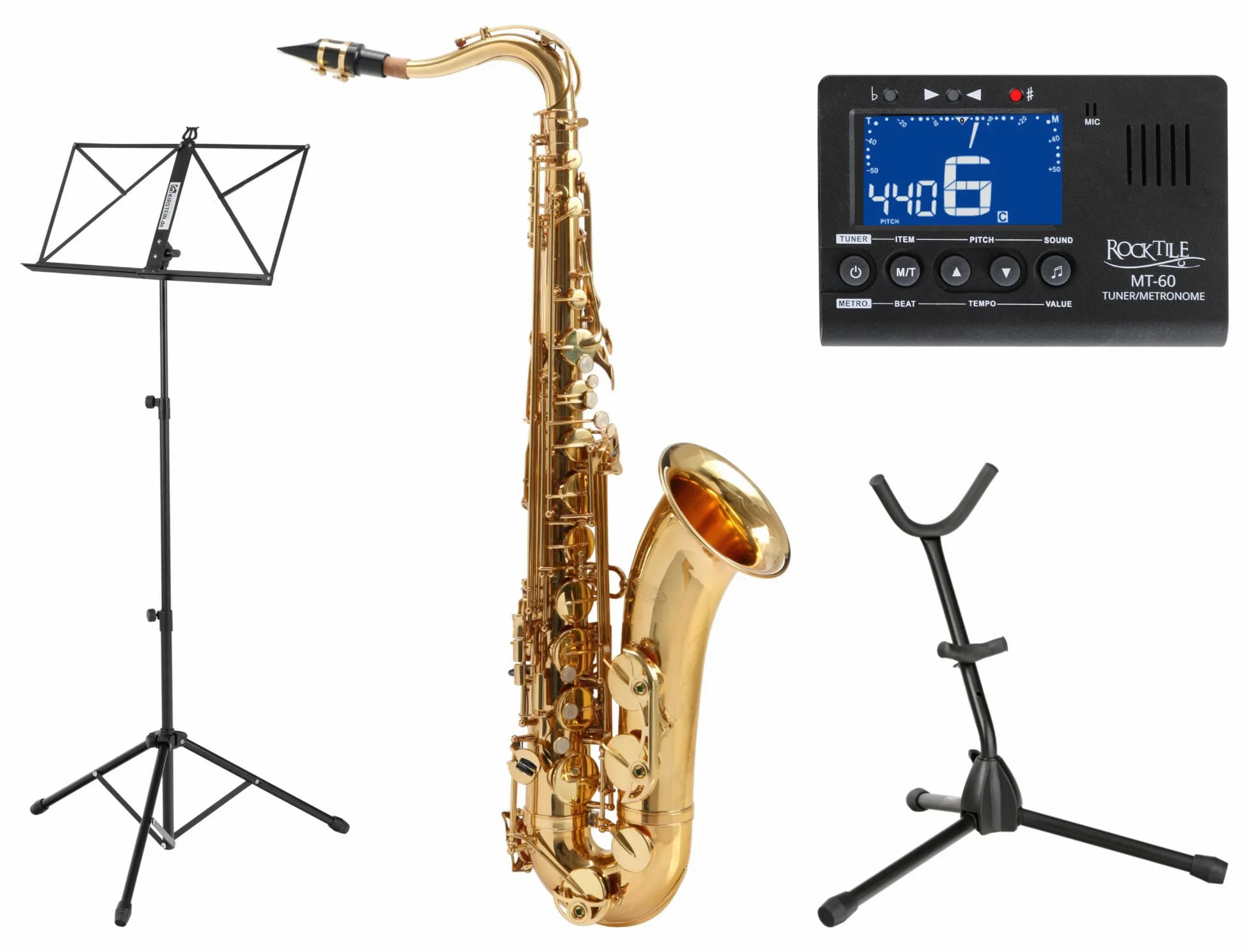 Classic Cantabile TS-450 Bb Tenorsassofono Set (Accessori: Bocchino, Custodia/Zaino, Supporto per Sassofono, Accordatore/Metronomo, Leggio)
