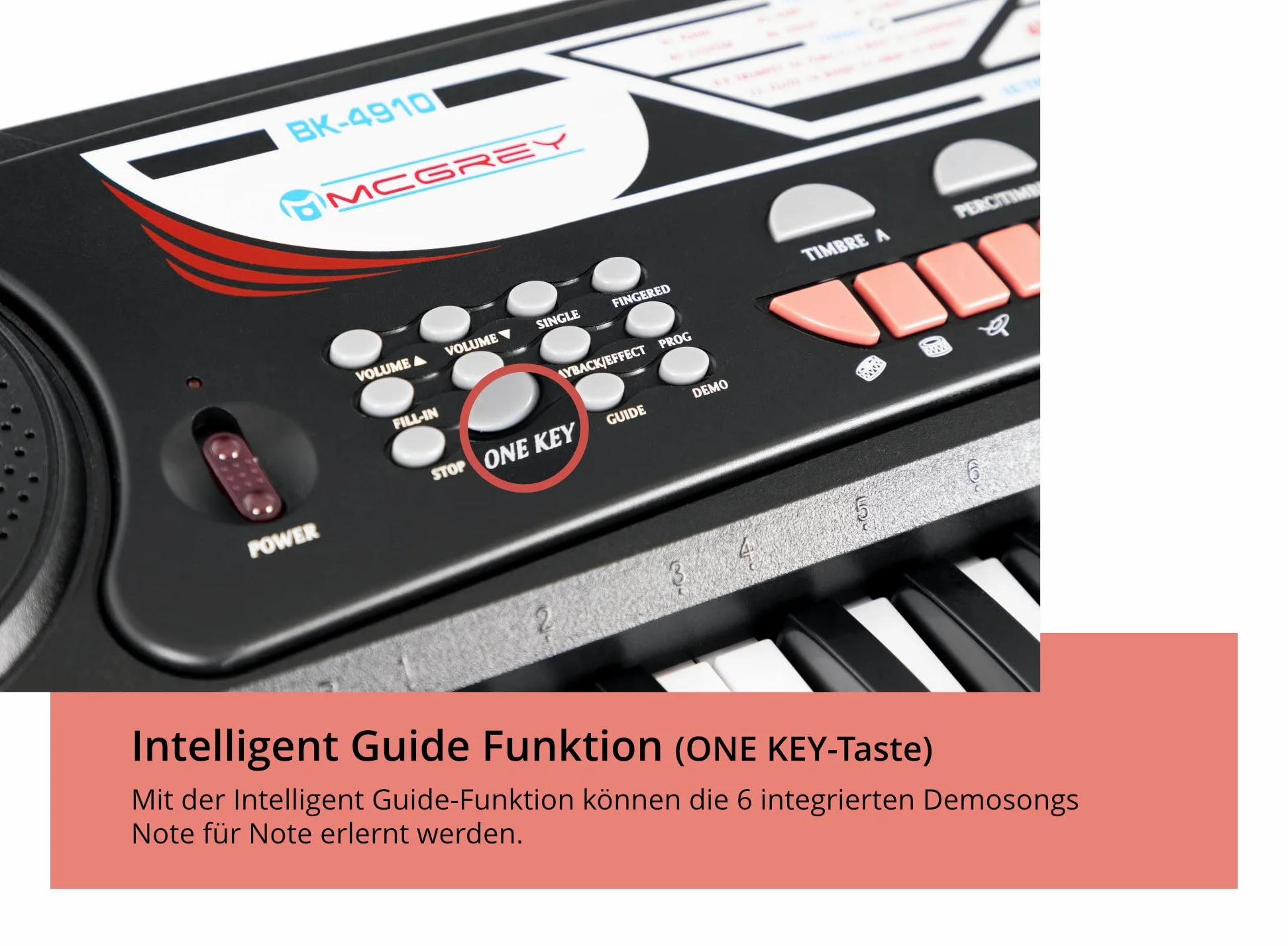 McGrey BK-4910BK Set Keyboard per principianti - 49 tasti, 16 suoni, 10 ritmi, 8 suoni percussivi e 6 demo - incl. microfono, leggio e cuffie - nero