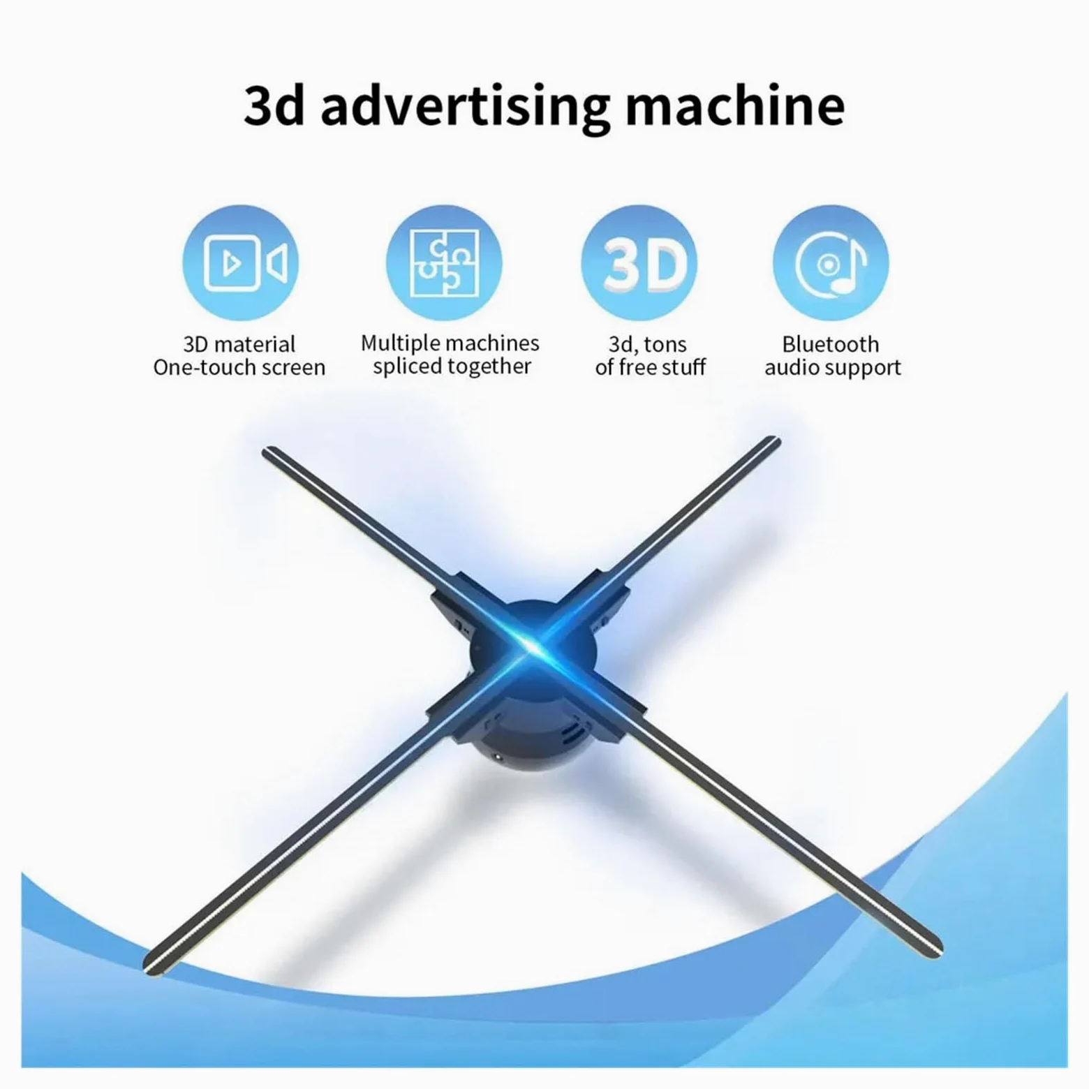 45/52/56/60/65cm 3D olografico Fan, proiettore olografico Multifunzionale Macchina pubblicitaria proiettore Ventilatore Schermo Video Facile da Cambiare(60CM)