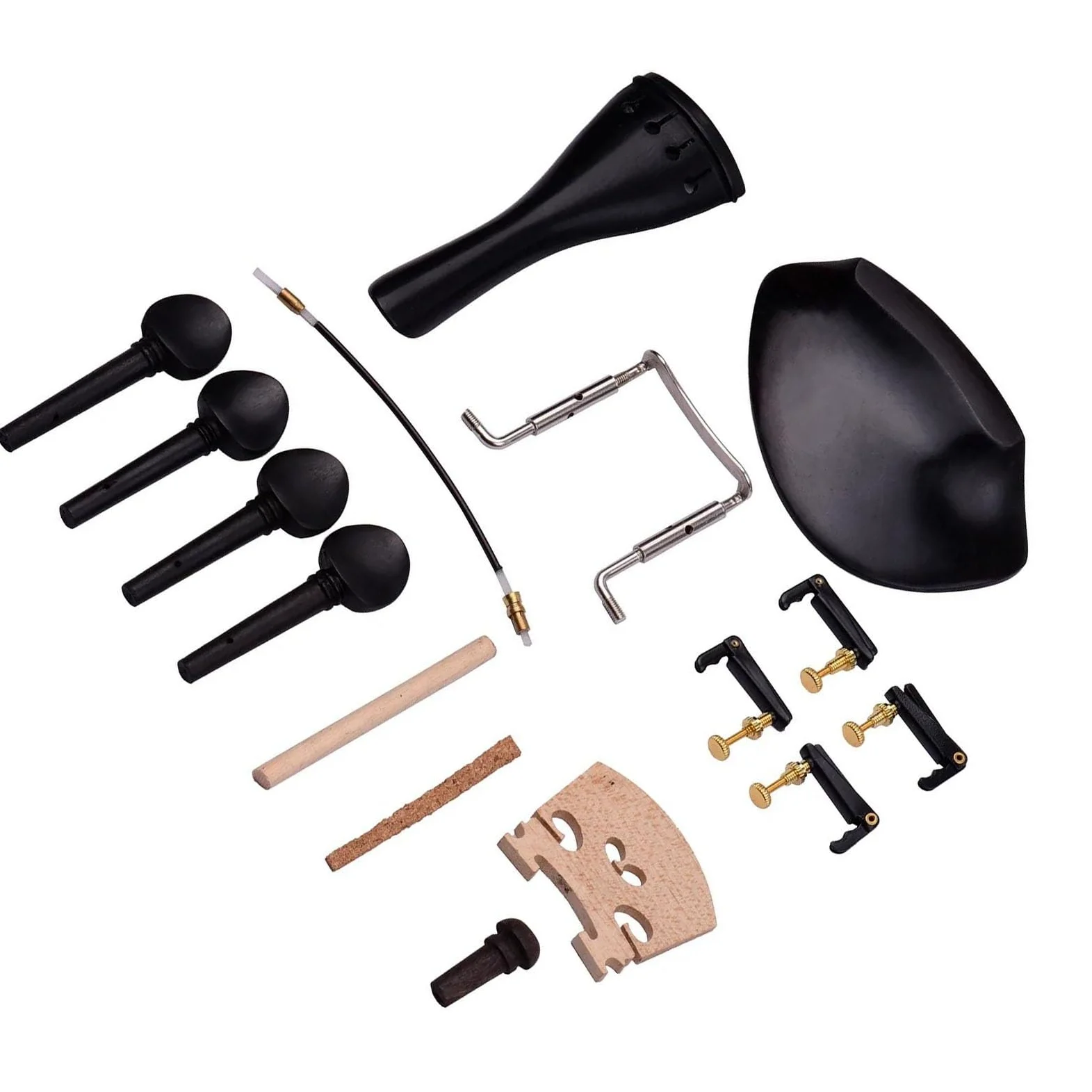 Kit di accessori per violino a grandezza naturale 4/4 Mentoniera 4 piroli 4 accordatori fini Tailgut Endpin Ponte in acero accessori per violino