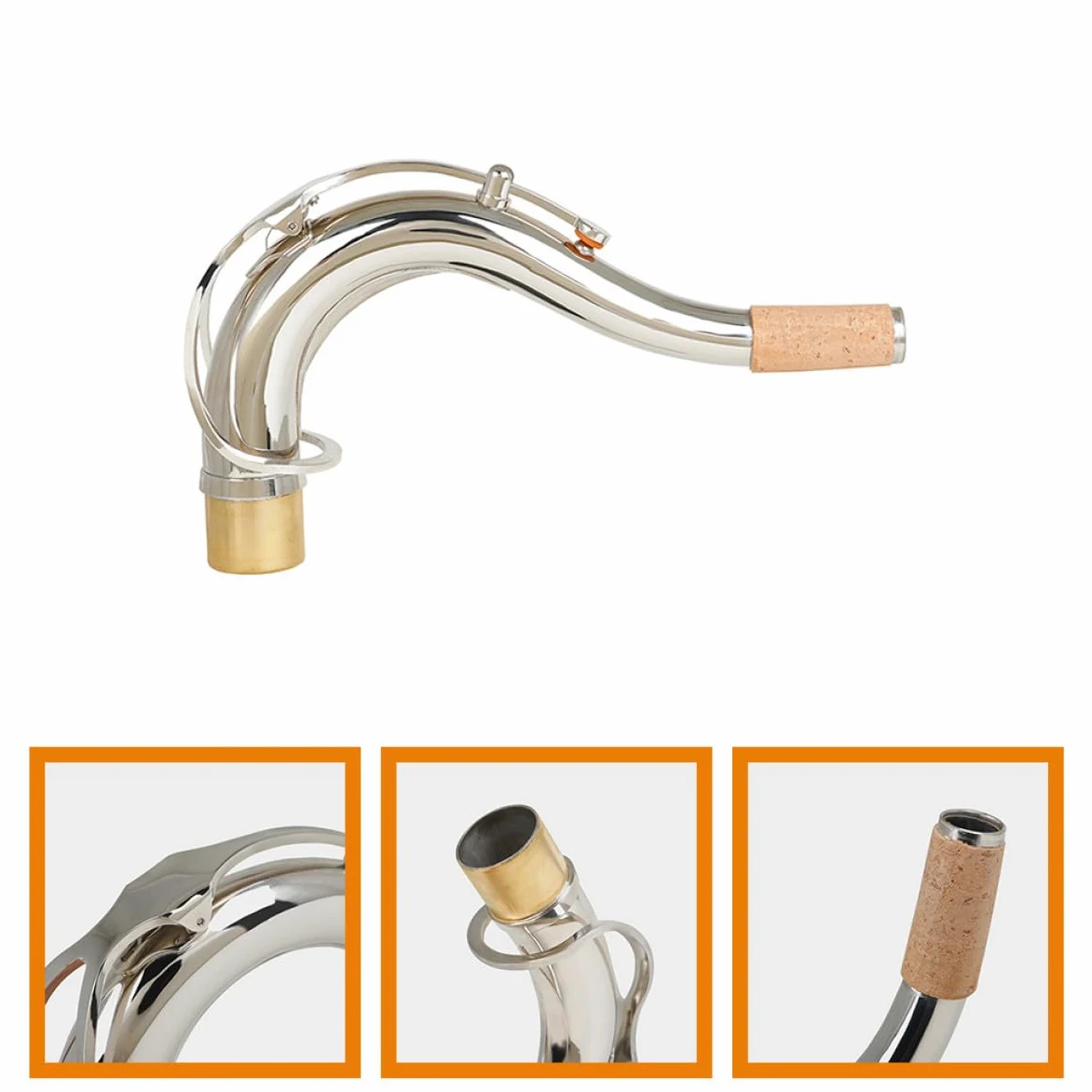 SUPVOX Collo Curvato per Sax Tenore in Ottone Argentato da 27,5mm Suono Chiaro e Brillante, Facile da Installare, Accordatura in Si Bemolle per Sax Tenore