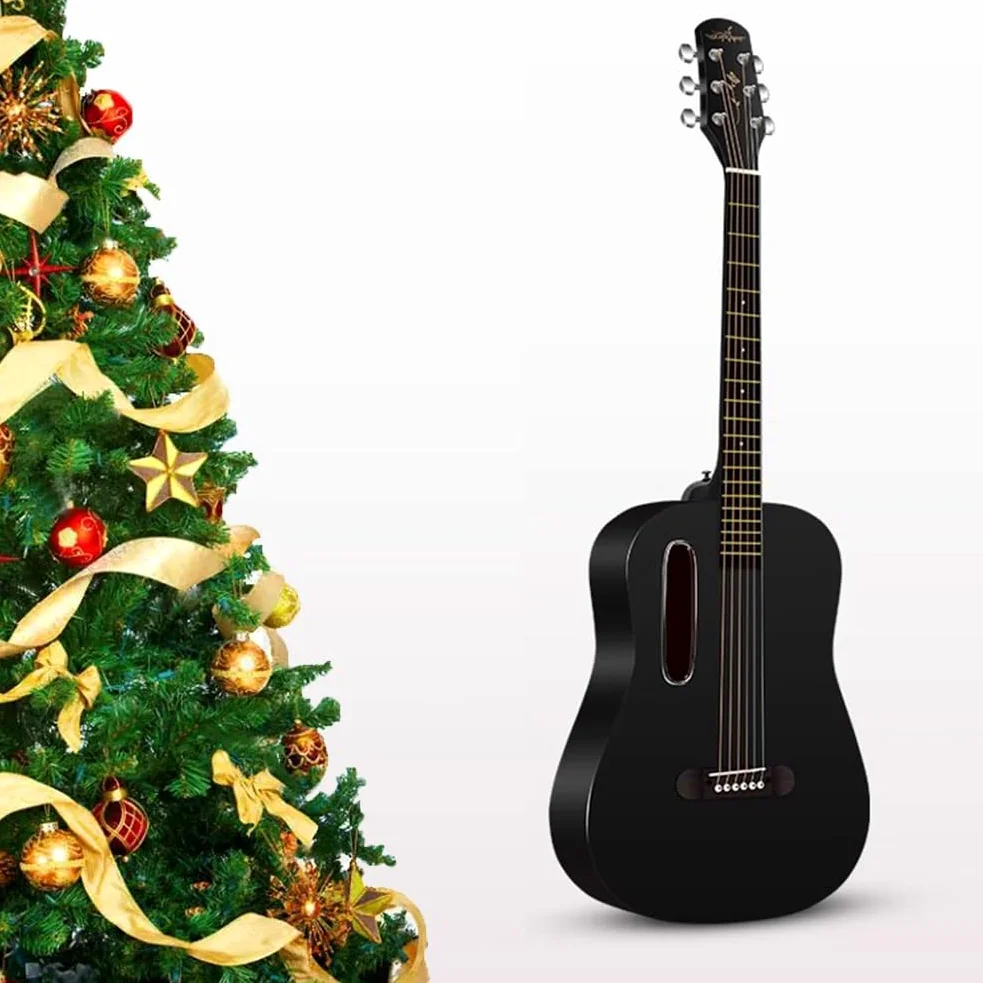 Chitarra acustica da 96 cm, per principianti, adulti, adolescenti, con kit di accessori, include custodia, accordatore, corde in acciaio, capotasto, tracolla