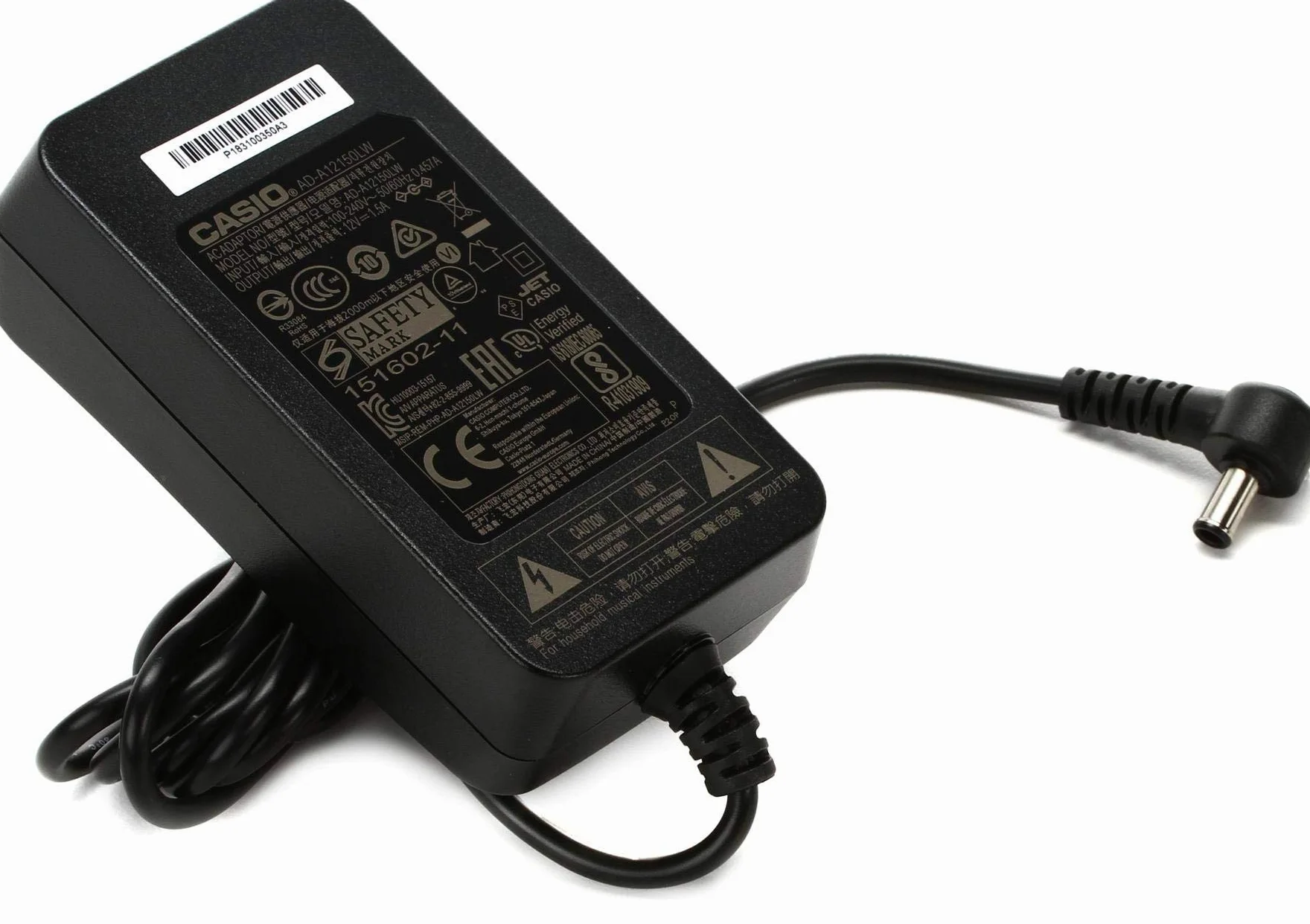Casio ADA12150, 12V AC Adapter for PX3/130/150/330/350/730/750, AP220, CDP120/220, CTK6000/7000, WK6500/7500