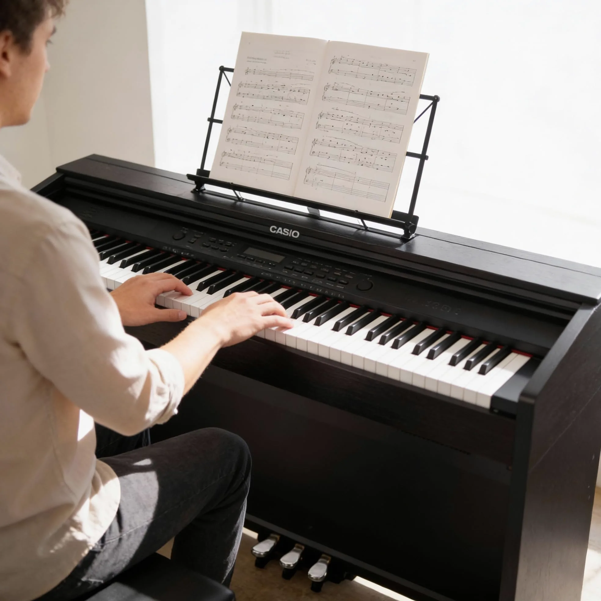 Casio Privia PX870BK Pianoforte Digitale a 88 Tasti - Nero Pacchetto con Pedale Sustain, Copertura, Cavo, Lezioni di Pianoforte Online, Video Didattico Austin Bazaar e Panno per Lucidatura
