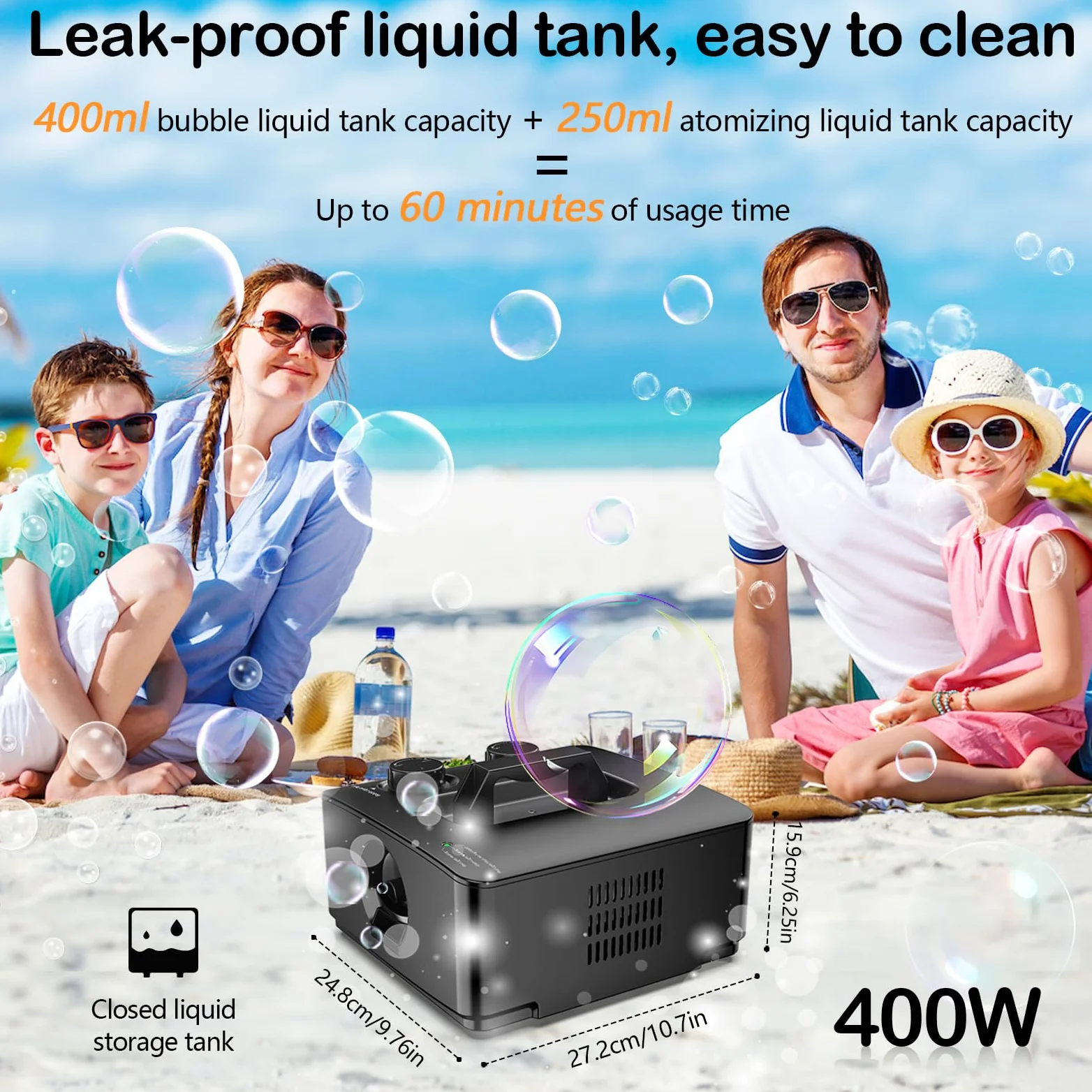Nebelmaschine, Macchina Del Fumo 2 In 1 Con Bolle 400W, Macchina Bolle Di Fumo Portatile 27×25×16 Cm, Fog Bubble Machine Per DJ Festa Palco Matrimonio Halloween Natale Compleanno