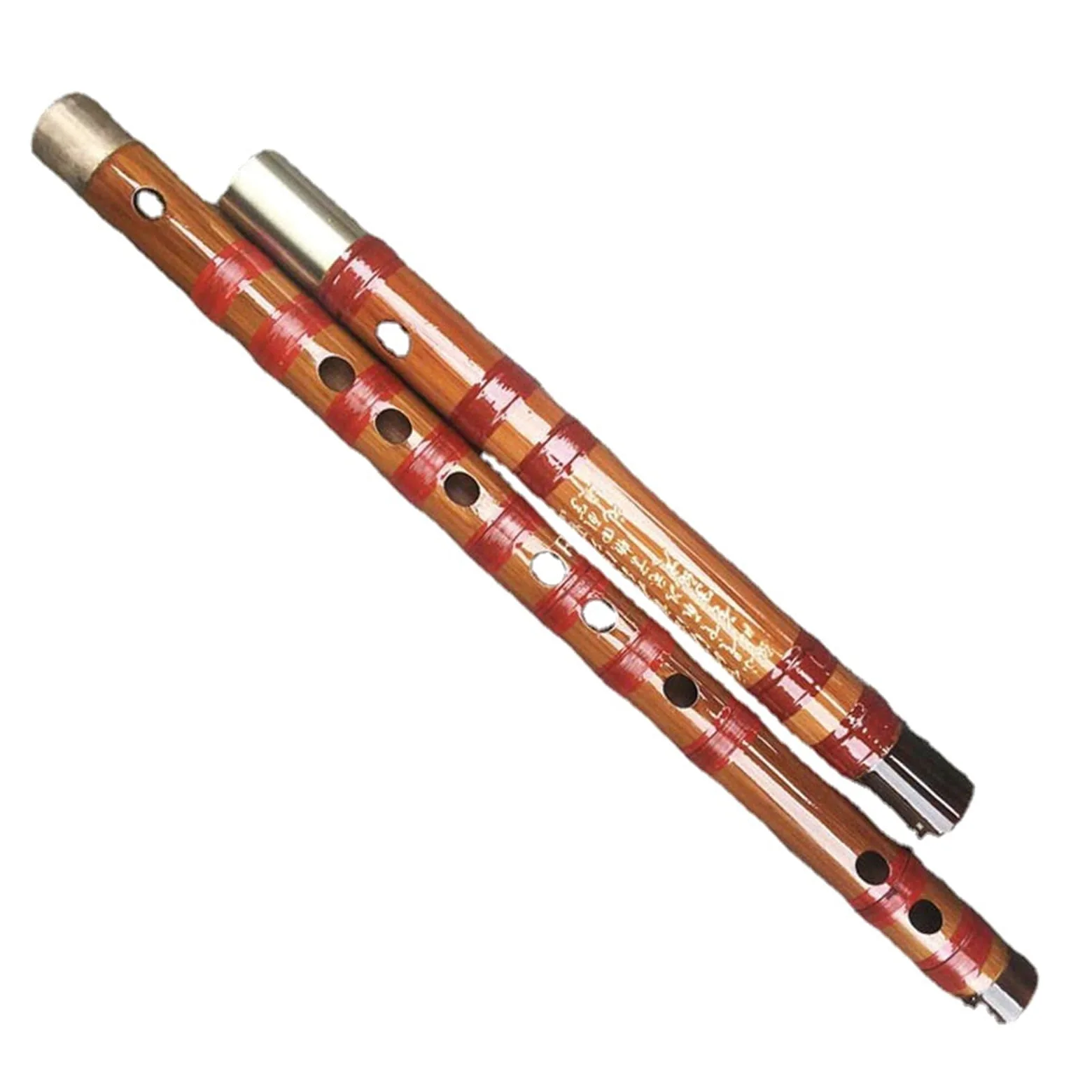 set di flauto di bambù Suona Il Flauto Di Bambù Doppio Inserto Flauto Di Bambù In Rame Bianco Linea Rossa Strumento Flauto Traverso (Color : E)