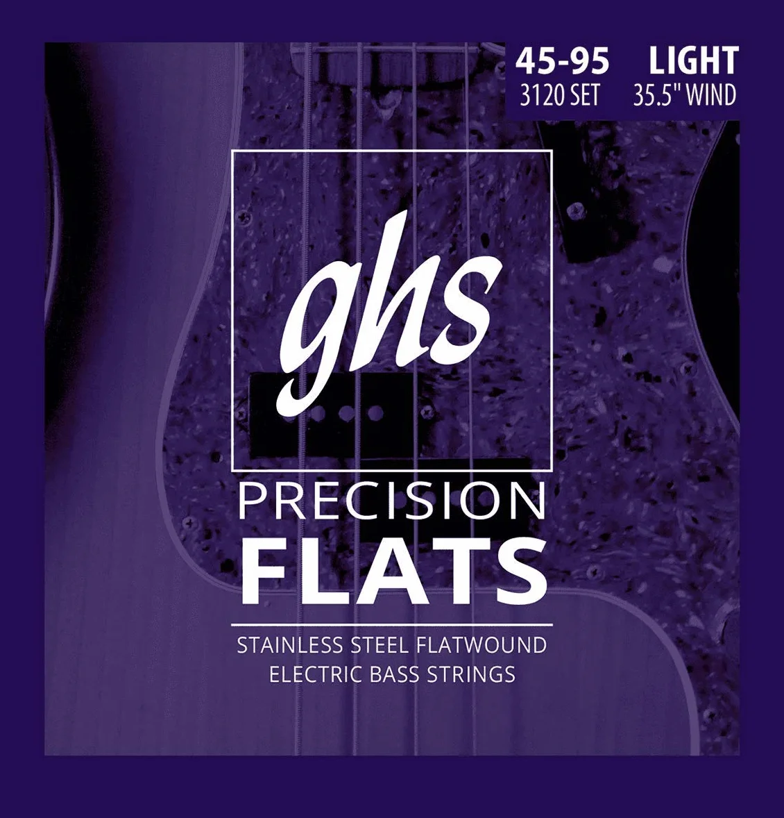 GHS Strings 3120 - Flats di precisione per bassi a 4 corde, in acciaio inox, avvolgimento da 90,2 cm, luce (.045-.095)