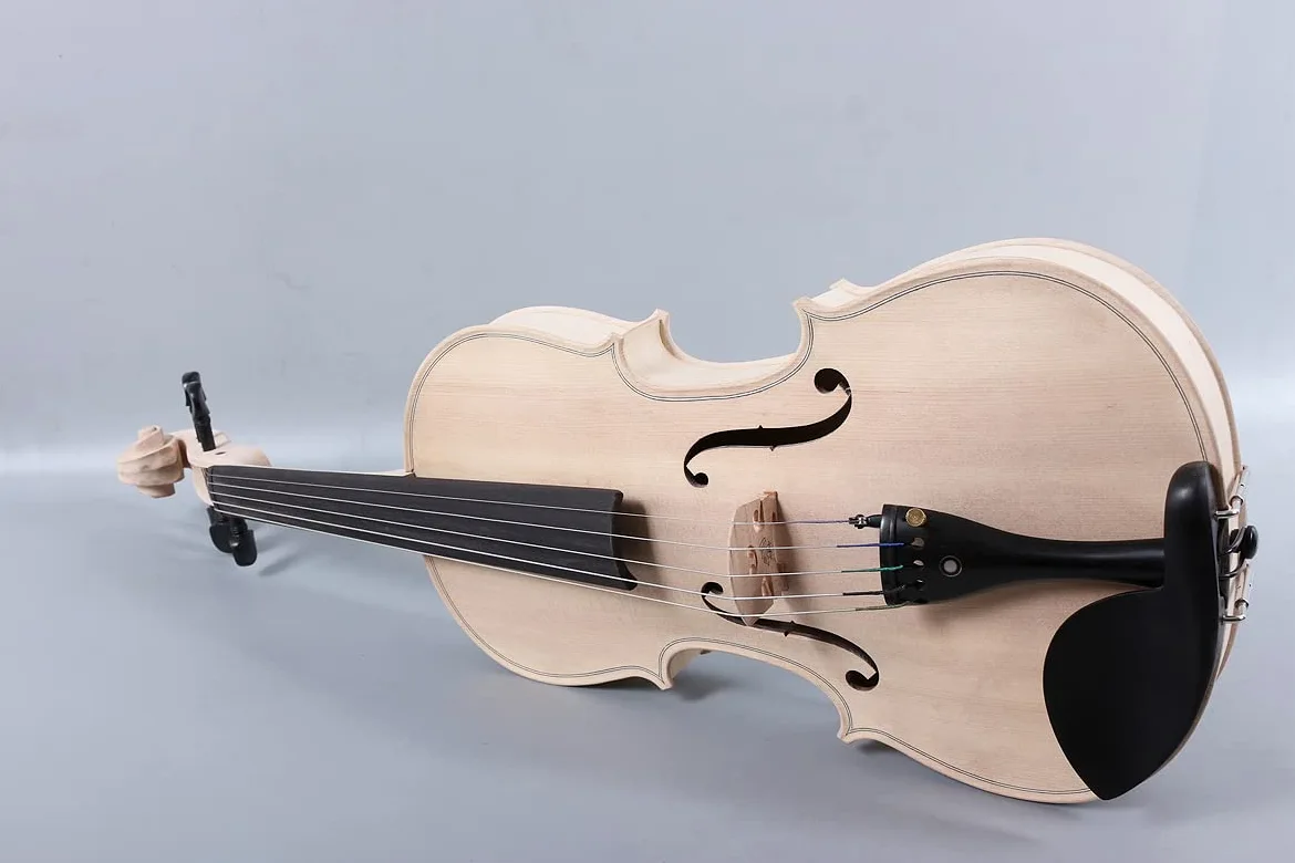 5 corde violino 4/4 Full size incompiuto Violino Bianco Ebano Raccordi Acero abete legno fai da te violino