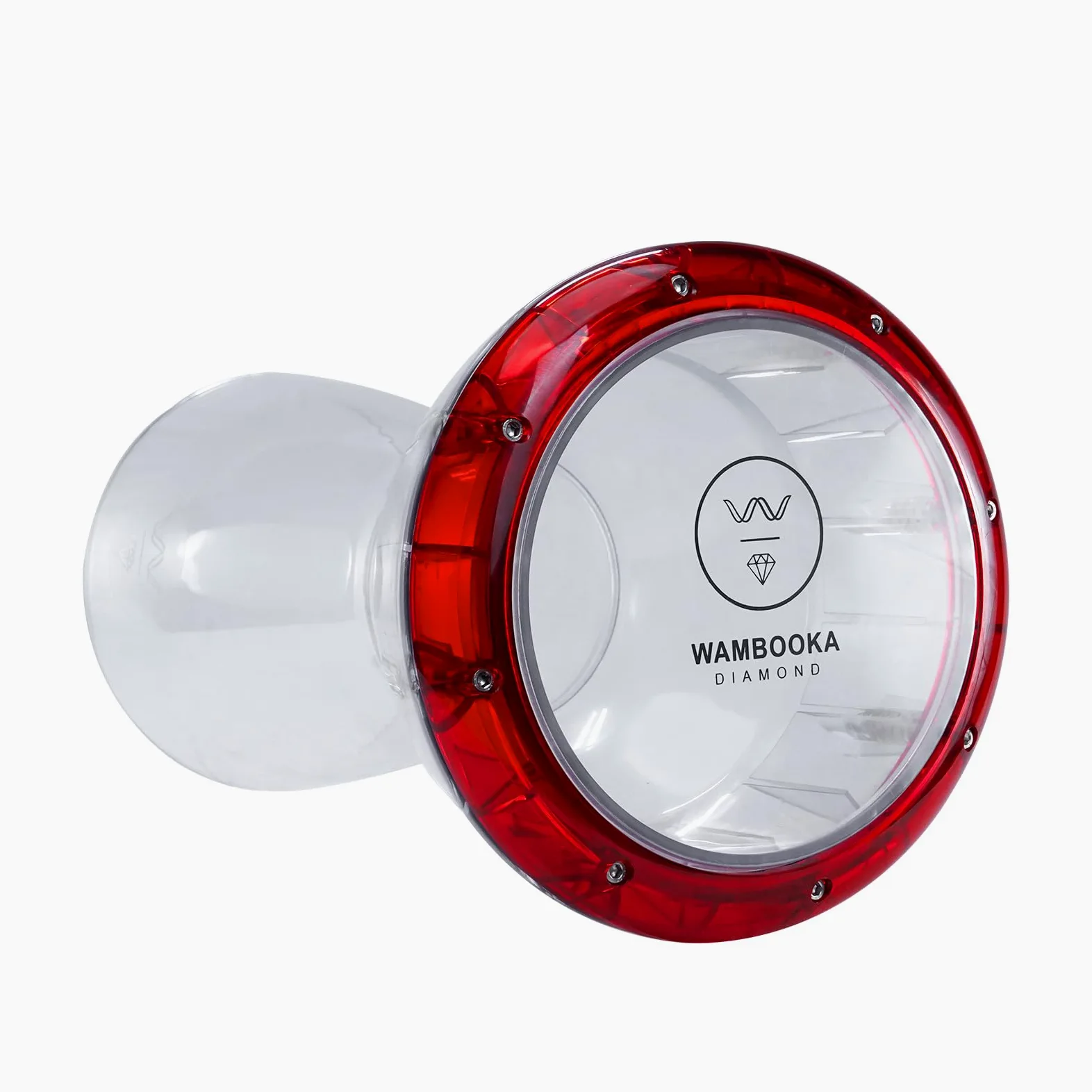 Diamond Red Ruby Darbuka, pelle da 22,5 cm, corpo unico in policarbonato, indistruttibile, leggera, trasparente, professionale con borsa, lunghezza 43 cm, ideale per uso live e studio.