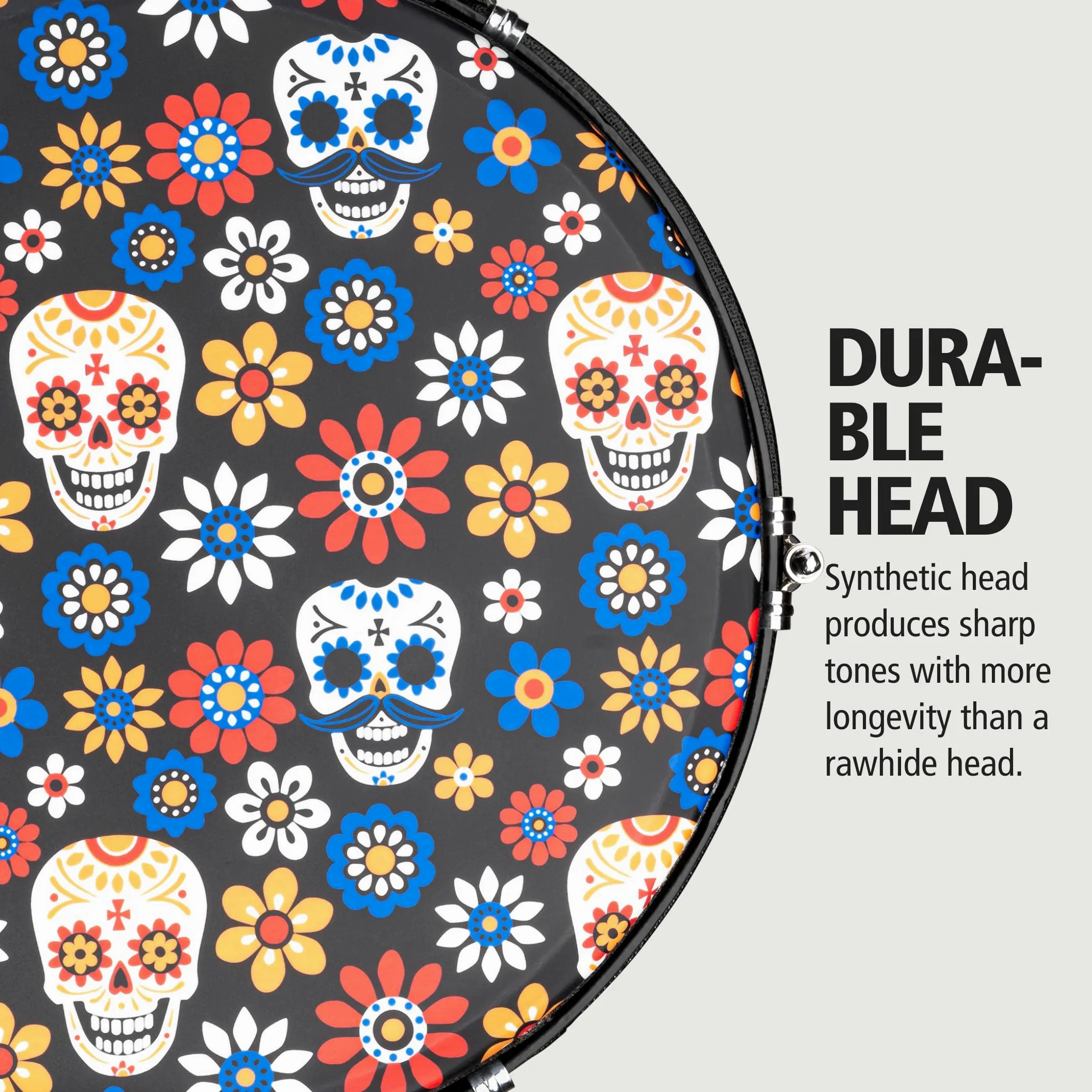 Meinl Percussion 12" Jumbo Djembe, Day Of The Dead, Designed Drum Head
