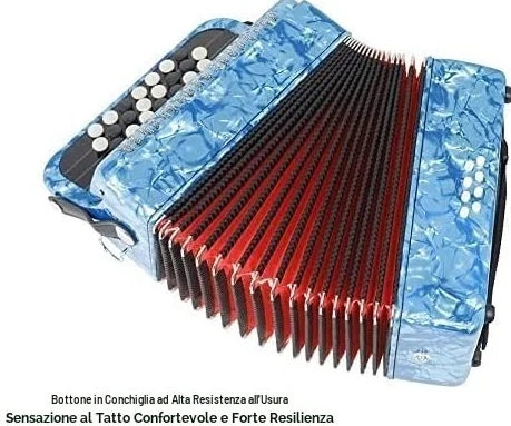 Fisarmonica in legno massello, 22 tasti, 8 bassi, fisarmonica per principianti e professionisti, colore: rosso