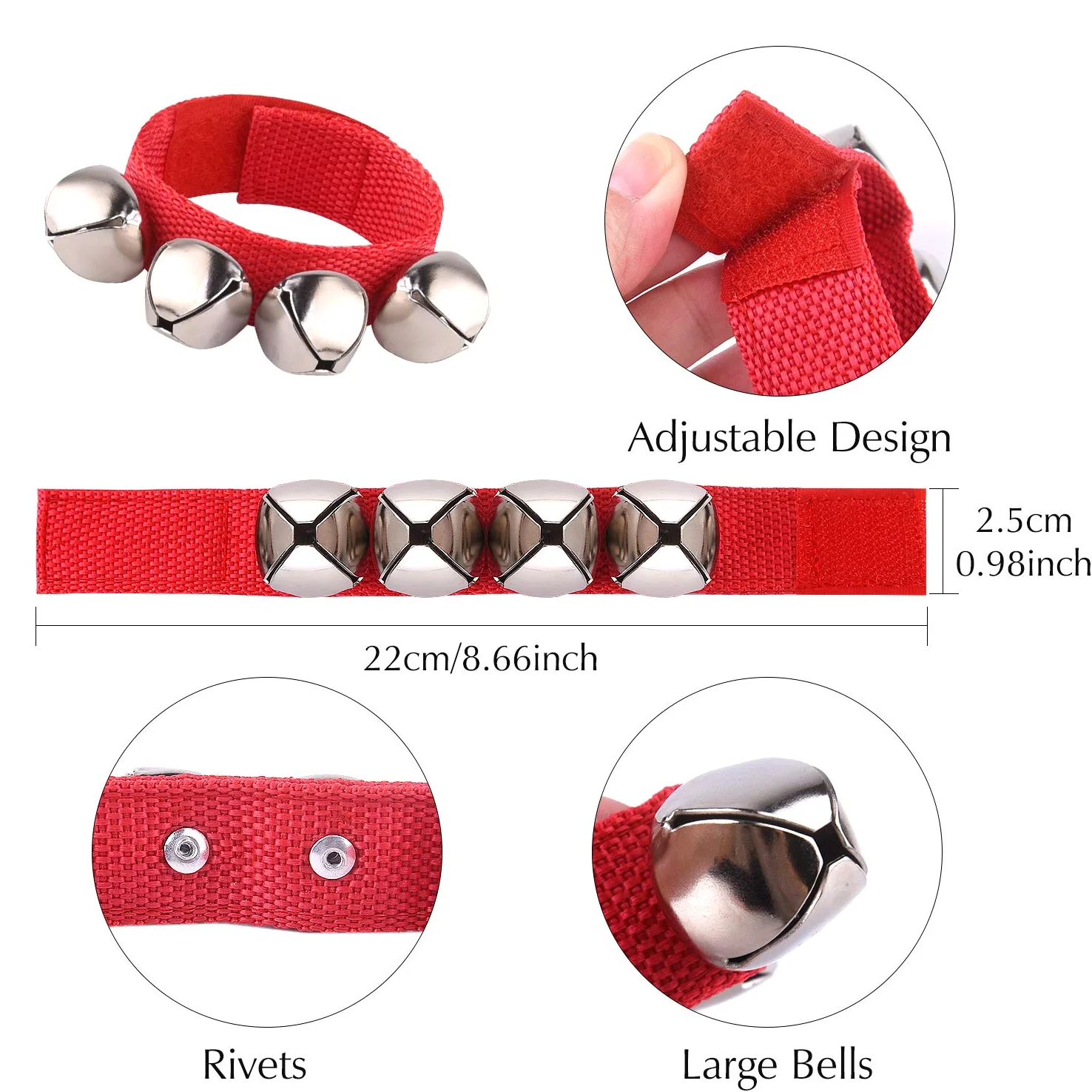 FEPITO 36 Pezzi Cinturino Campanelli da Polso Bracciali Jingle Bells Campanelli Musicali Cavigliere Strumento ritmico Percussioni Decorazioni per Feste Natalizie