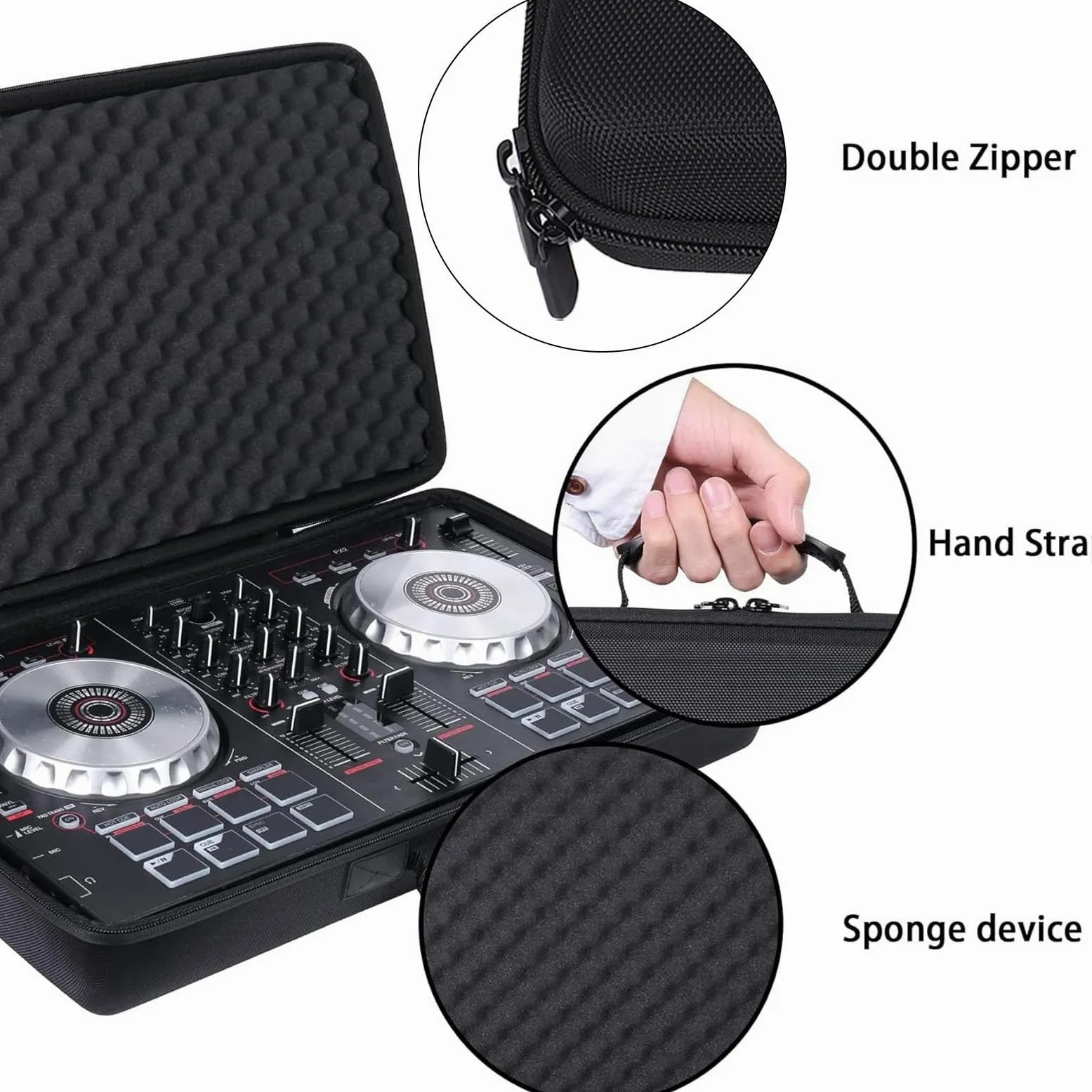 Goshyda Custodia per Controller DJ per Controller DDJ FLX4 400 SB2 SB3 RB Double Channel, Custodia Portatile del Sacco di Archiviazione DJ con Spugna Buffer