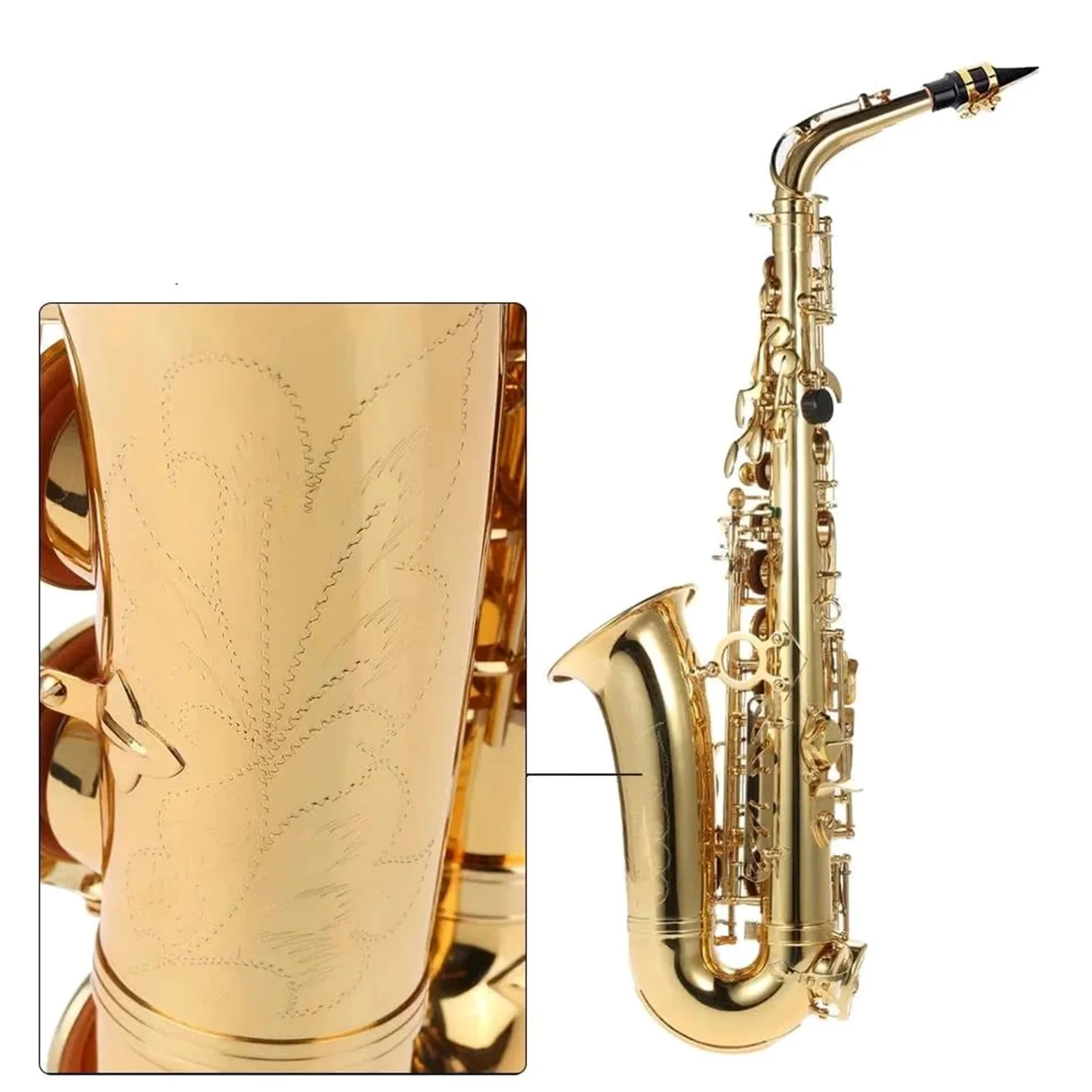 sassofono Mi Bemolle Mib Sassofono Contralto Ottone Laccato Sax Strumento A Fiato Con Custodia Accessori Per Sassofono (Color : Gold)