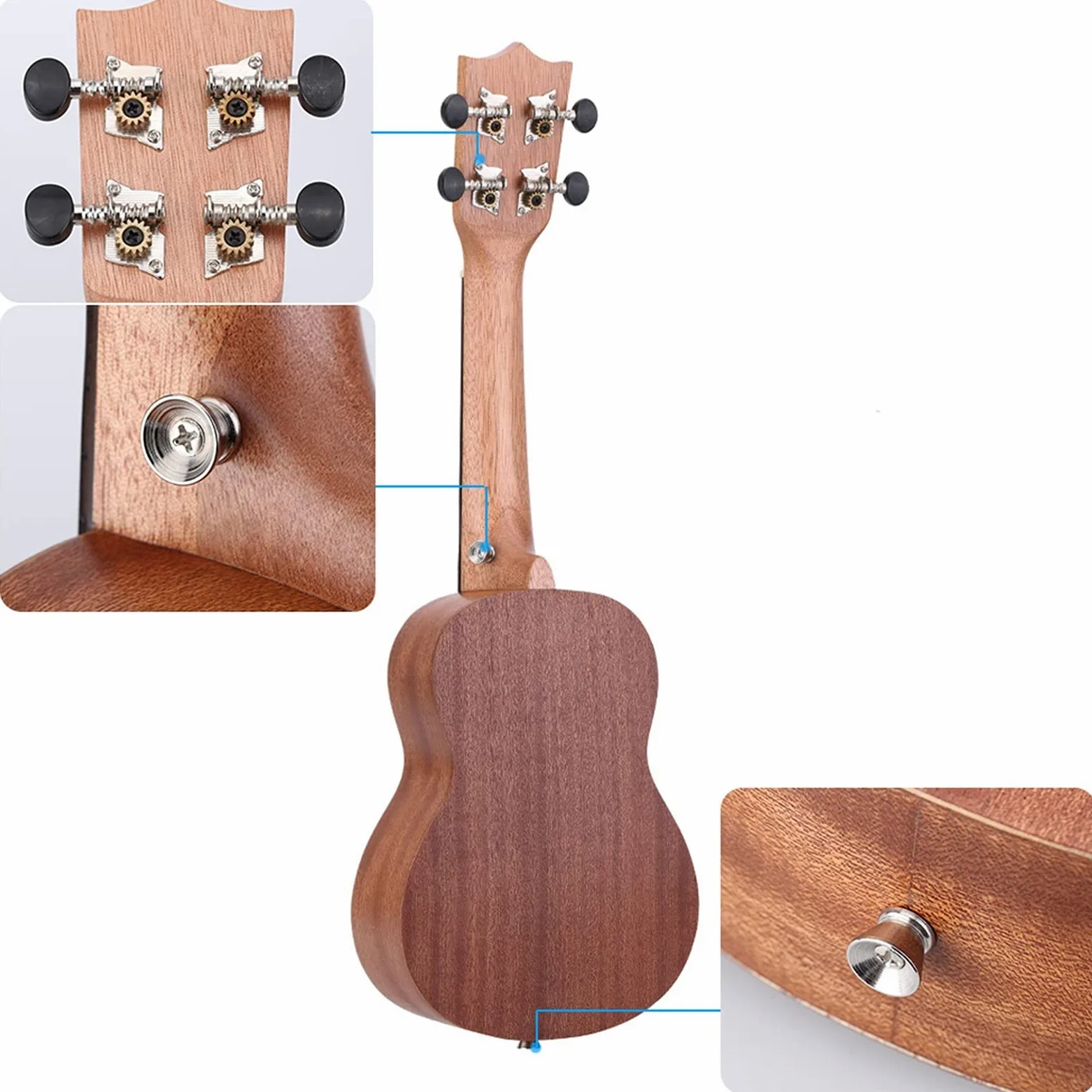 Studente Ukelele 21 "Acoustic Ukulele Sapele 15 Piedi 4 Corde Ukulele Musicale Strumento A Corde Ukulele Hawaiano