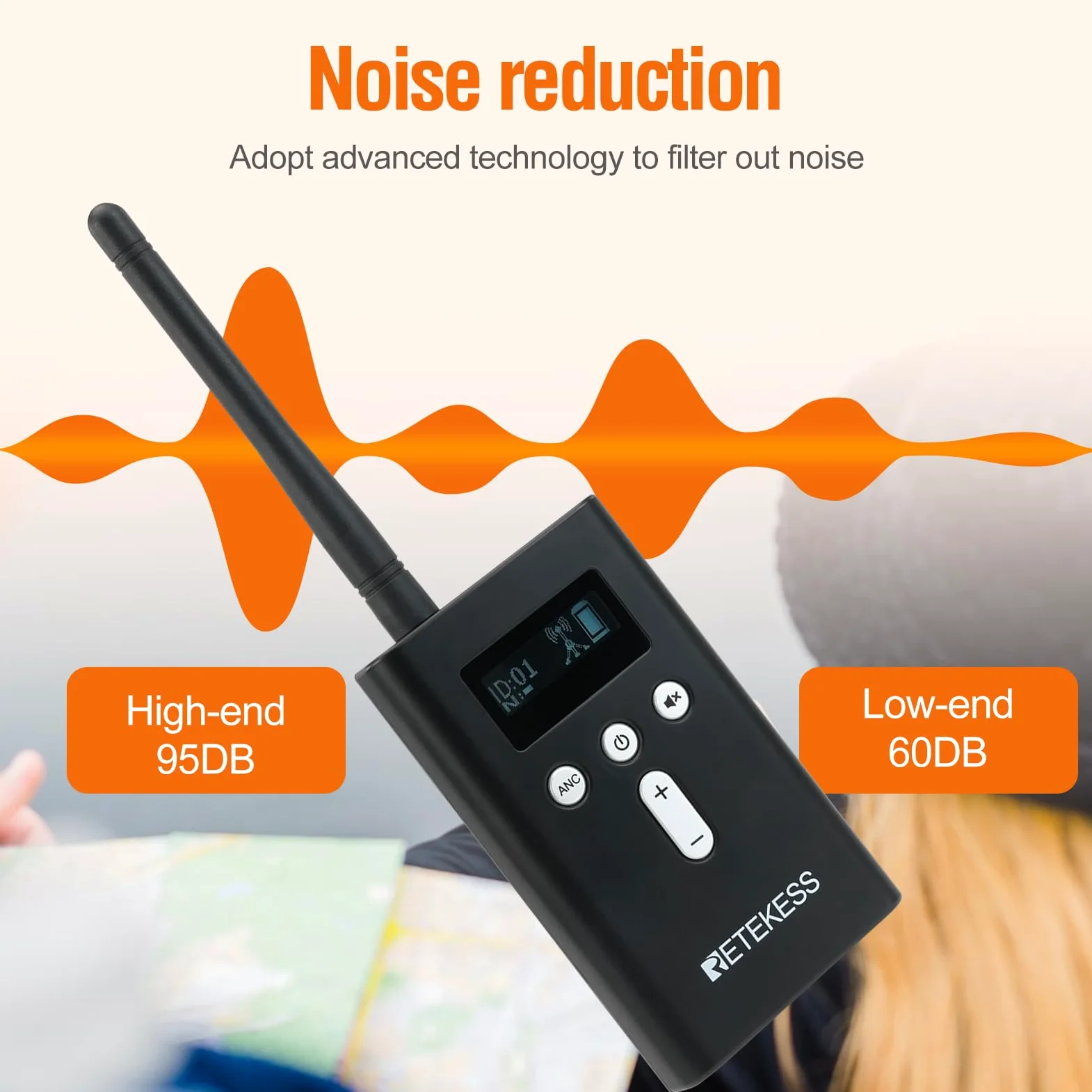 Retekess T130Pro Wireless Tour Guide System, Riduzione del Rumore Migliorata, Guida Turistica Audio a Sussurro, 160m, per Turismo, Visita Fabbrica (2 Trasmettitori 30 Ricevitori)