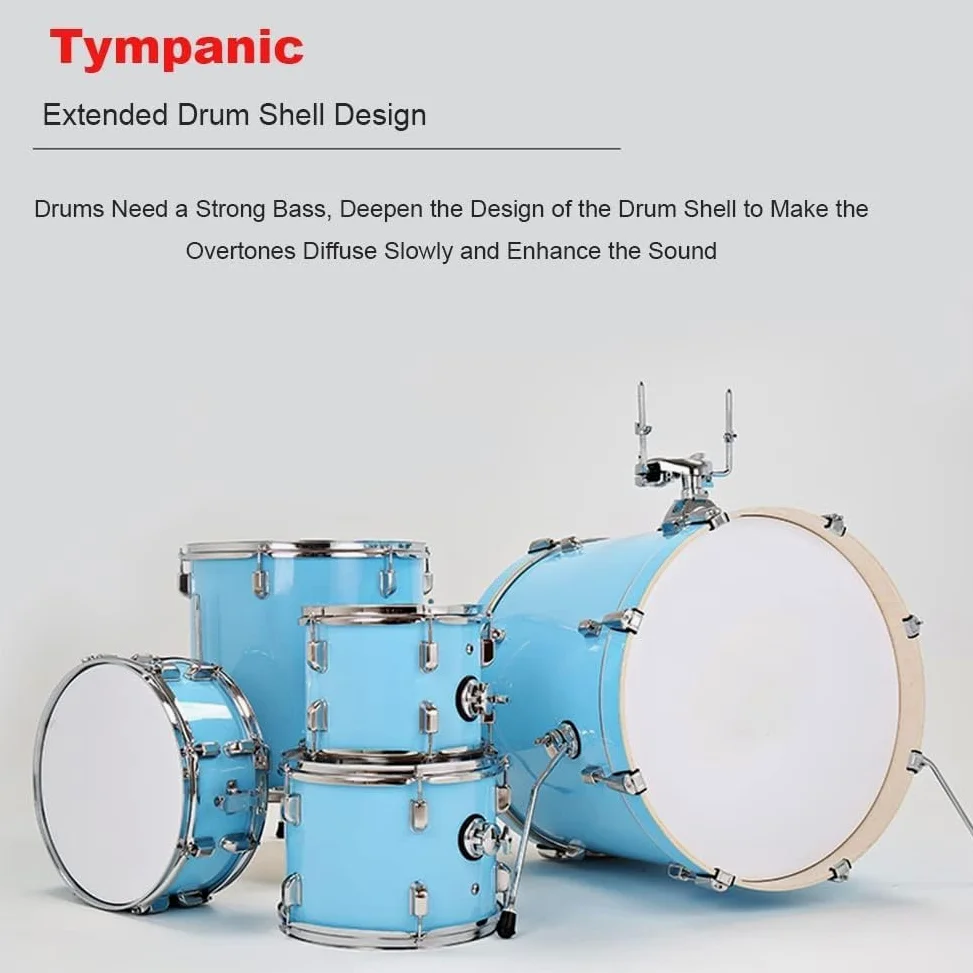 Set di batteria per adulti, strumento a percussione professionale, kit completo con staffa in lega ispessita per esibizioni sul palco per principianti, colore venature del legno