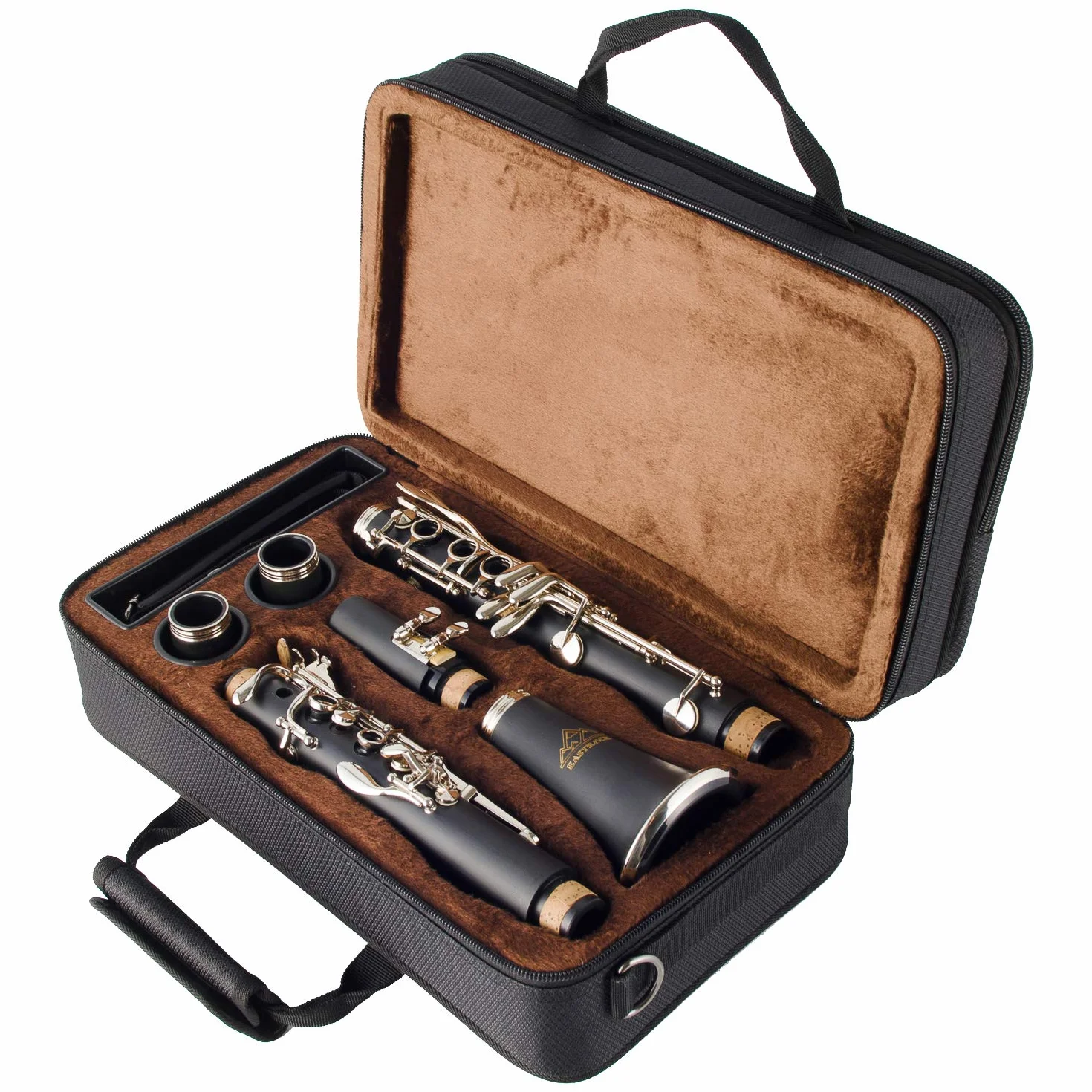 Eastrock Clarinetto Bb Flat 17 Chiave Nickel Nero Adatto per Principianti e Studenti con 2 Barrell Hard Clarinet Case