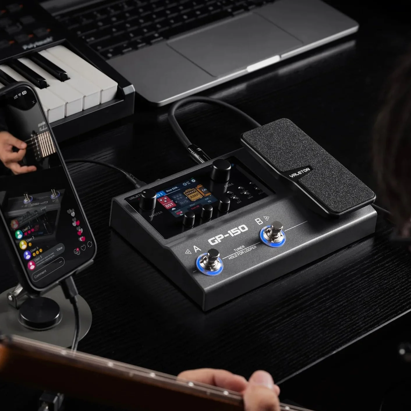 Valeton GP-150 Processore multi-effetto per chitarra con pedale di espressione, oltre 200 effetti, modellazione NAM SnapTone, caricatore a infrarossi, looper, drum machine, interfaccia audio USB