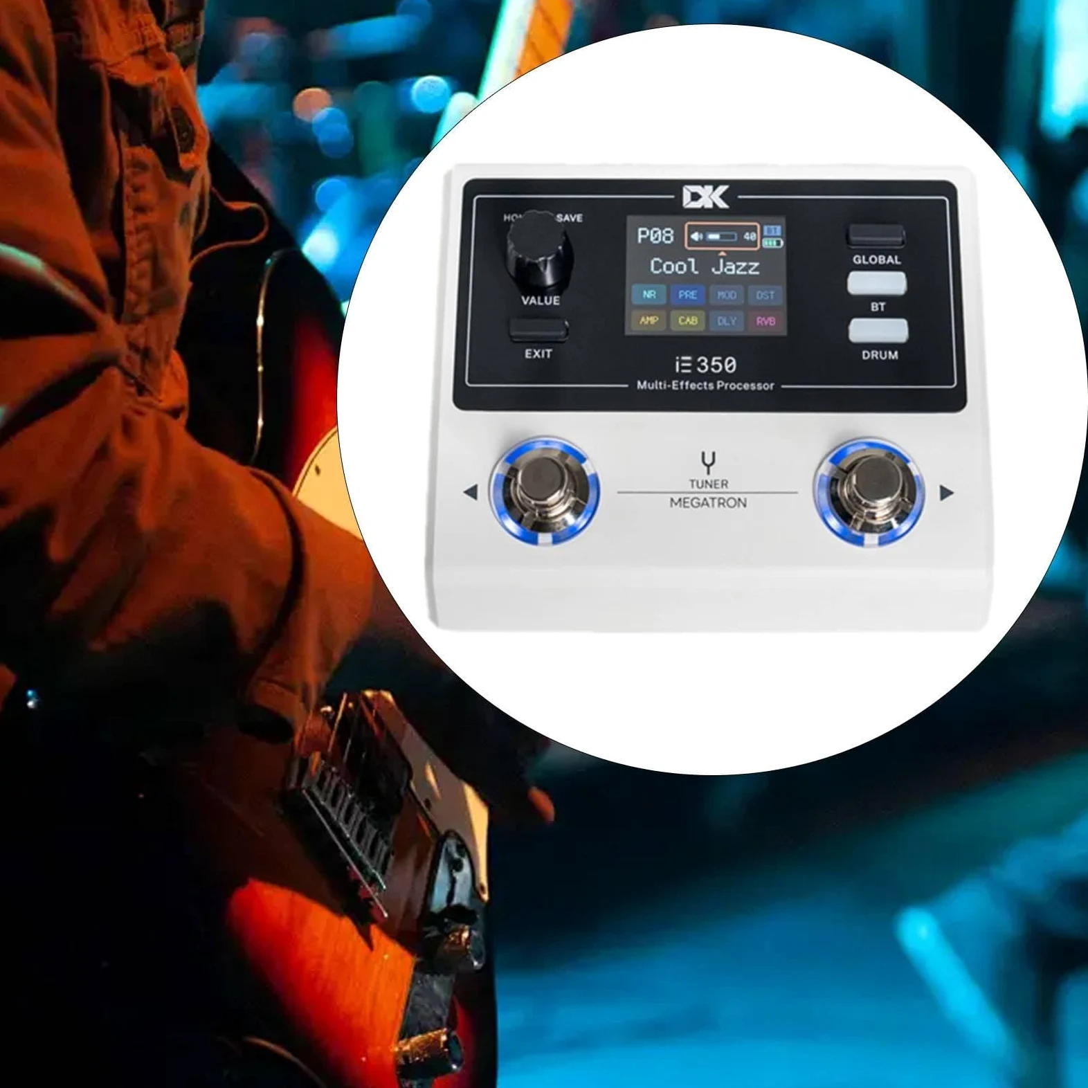 Pedale multieffetto per chitarra ad alte prestazioni con 100, ricaricabile, portatile e tascabile. Accessorio per strumento musicale.