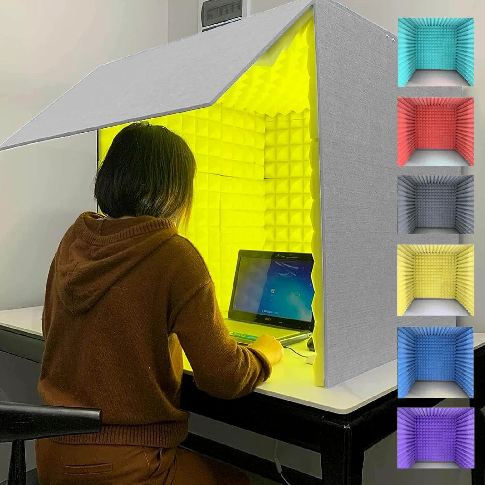 Cabina insonorizzata Portatile per studi di Registrazione Domestici - Cubo in Schiuma per Microfono, Cabina per Registrazione vocale per Podcast, Canto e Videogiochi - Cabina Acustica insono